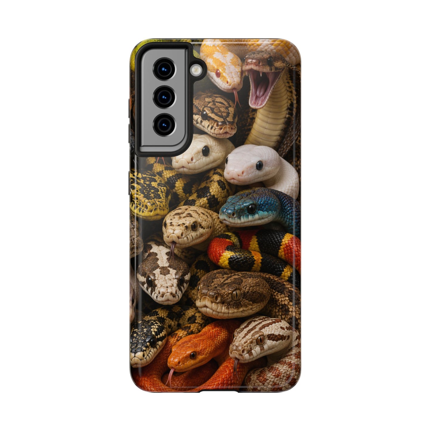 Snake Pattern Tough Phone Case — Colorful Snakes Protective Phone Cover