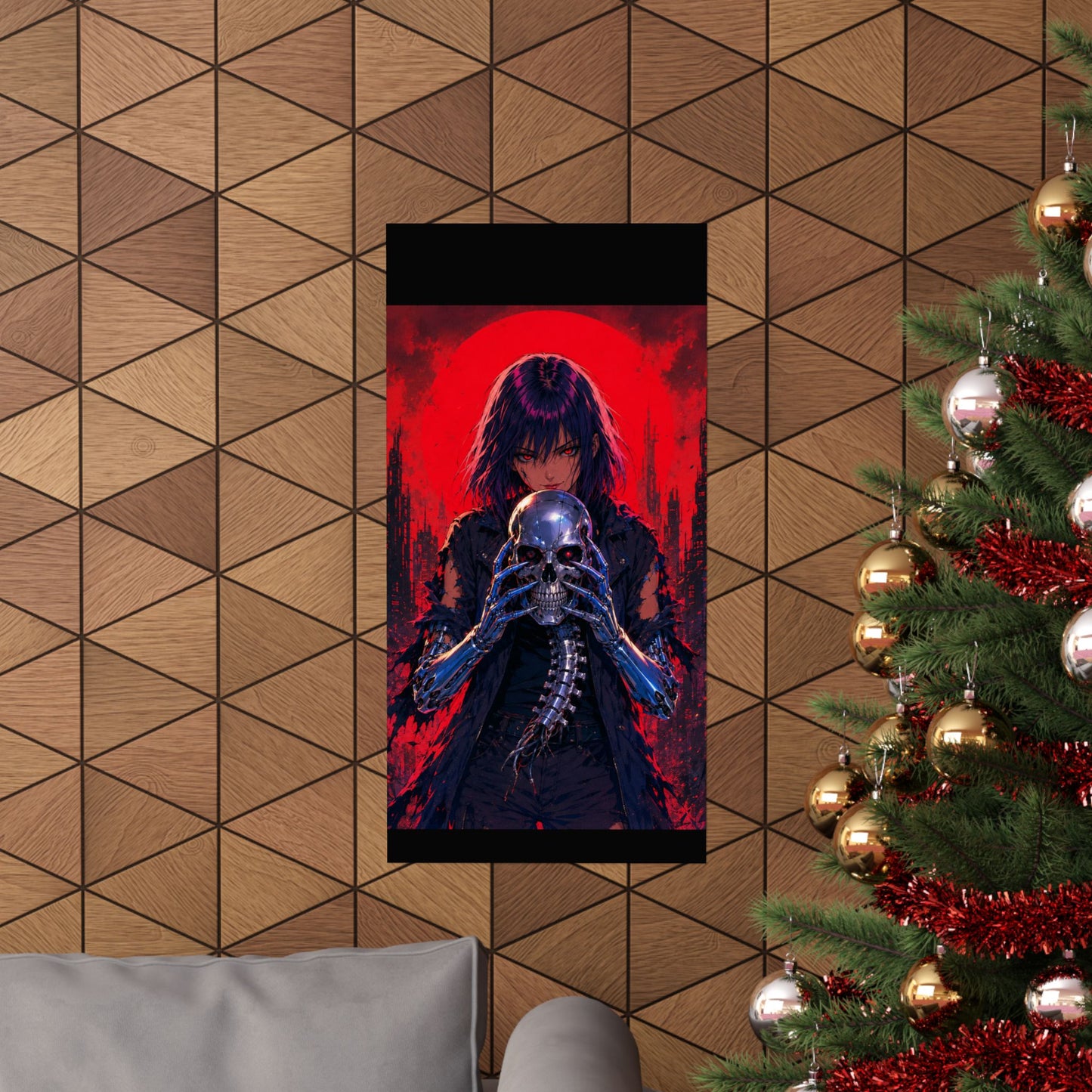 Metallic Souls Skull Poster — Gothic Anime Matte Vertical Wall Art