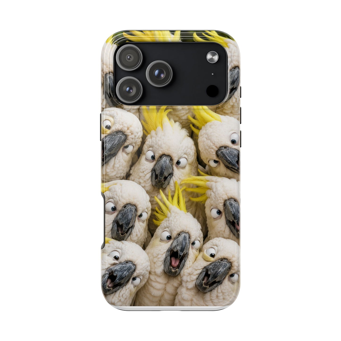 Cockatoo Collage Tough Phone Case — Funny Yellow Crested Bird Protective Phone Cover