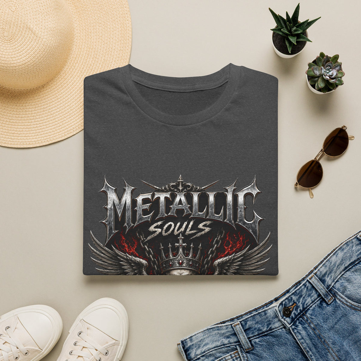 Metallic Souls Skull Tee — Heavy Metal Band Graphic T-Shirt