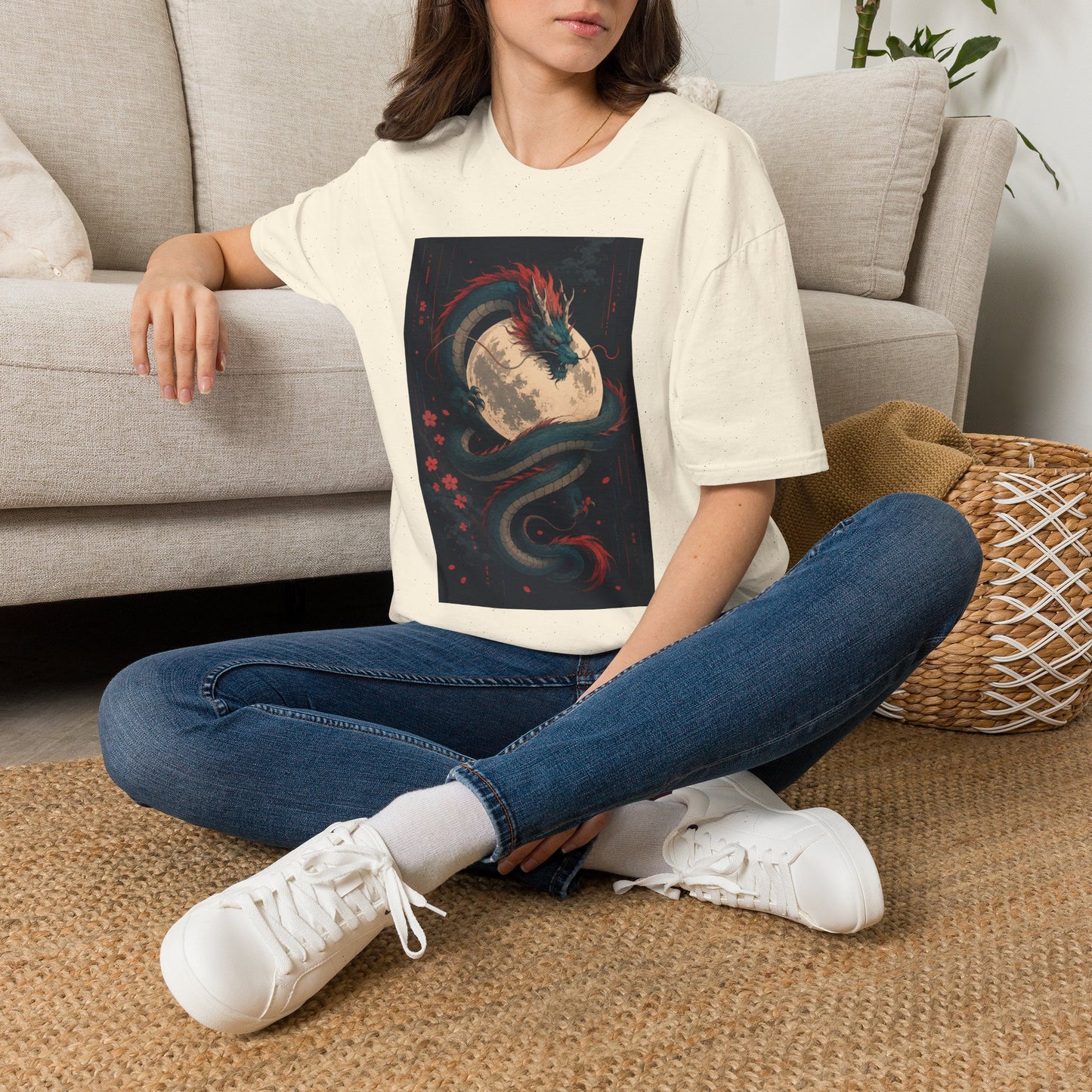 Dragon Moon T-Shirt — Mystical Japanese Serpent Design