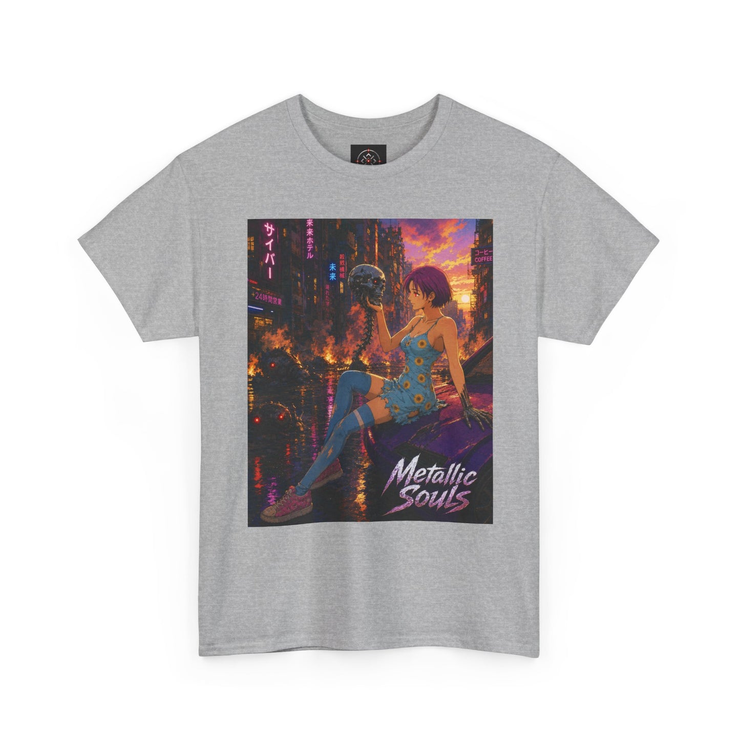 Metallic Souls Tee — Cyberpunk Anime Graphic T-Shirt