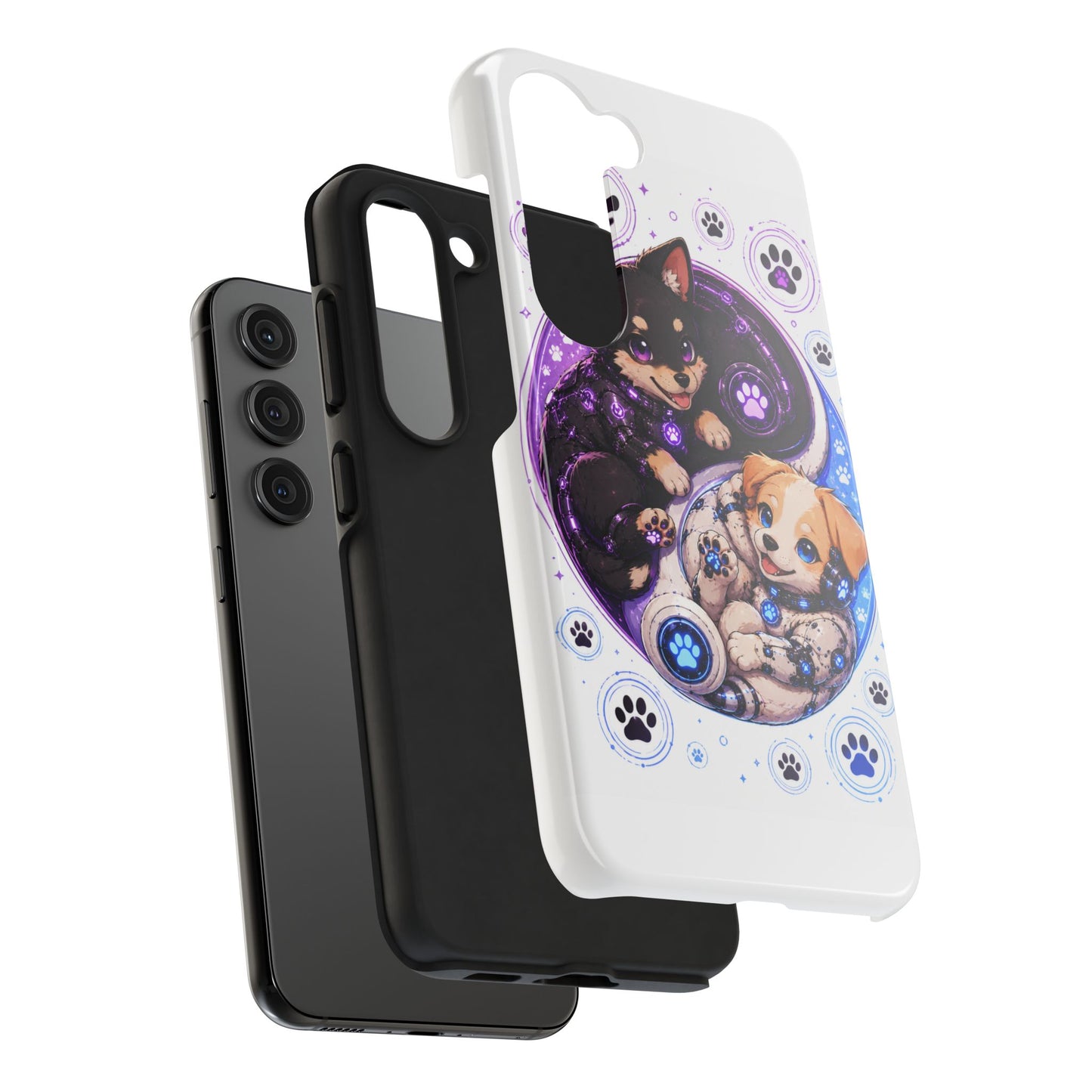 Yin Yang Puppy Tough Phone Case — Cute Paw Print Dog Protector