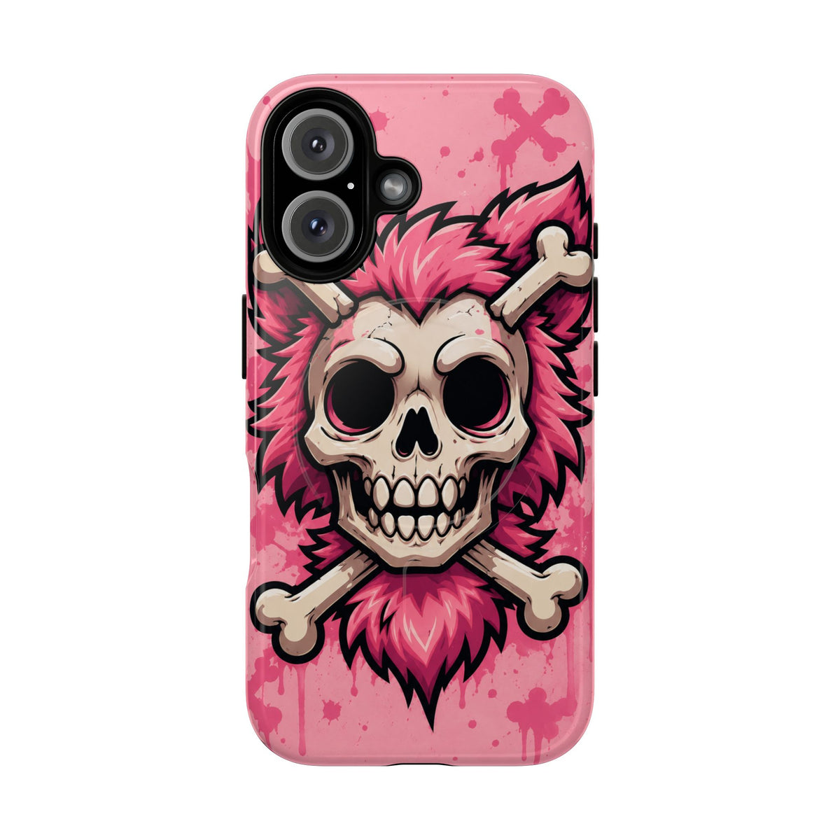 Pink Skull & Crossbones Tough Magnetic Phone Case — Punk Rock Protective Cover
