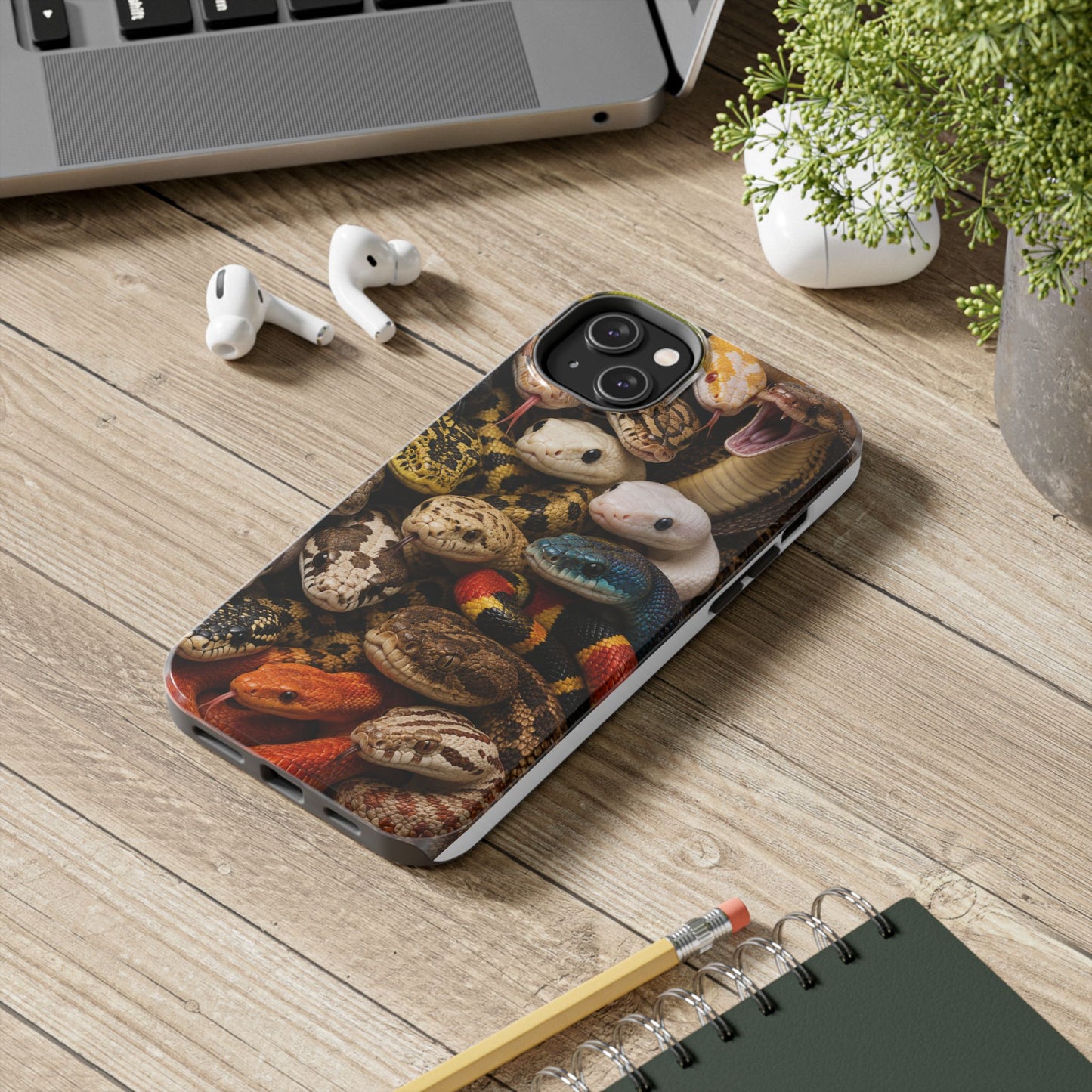 Snake Pattern Tough Phone Case — Colorful Snakes Protective Phone Cover