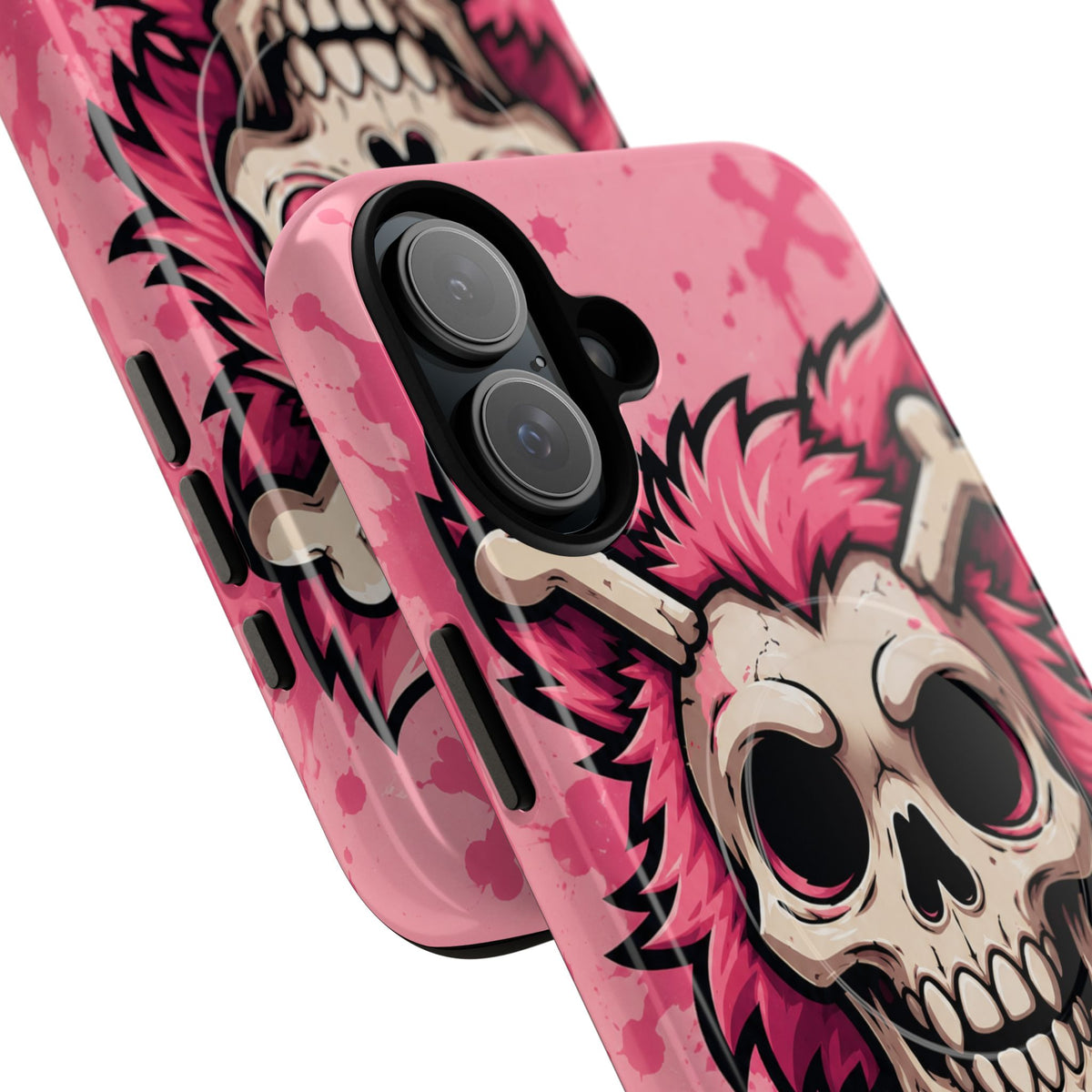 Pink Skull & Crossbones Tough Magnetic Phone Case — Punk Rock Protective Cover