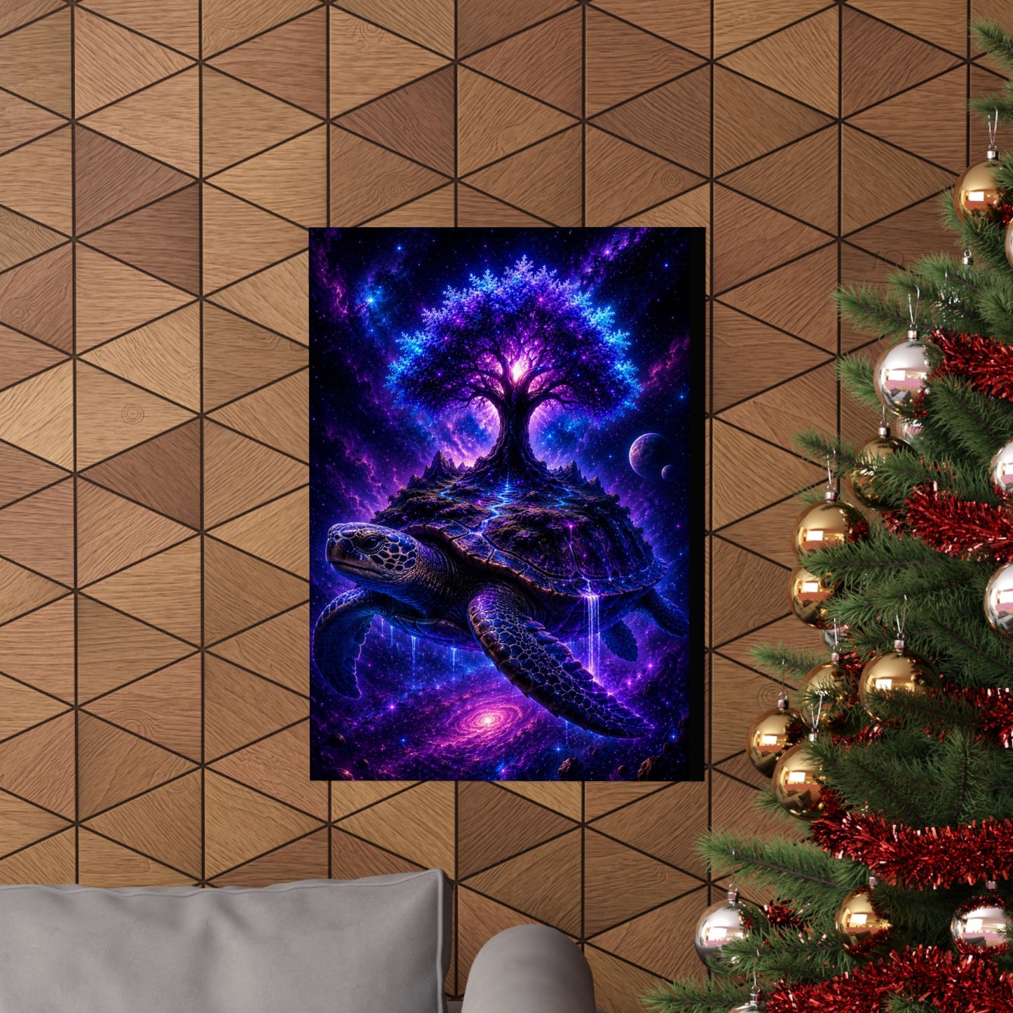 Cosmic Turtle Poster — Mystic Tree on Turtle Shell Matte Vertical Wall Art