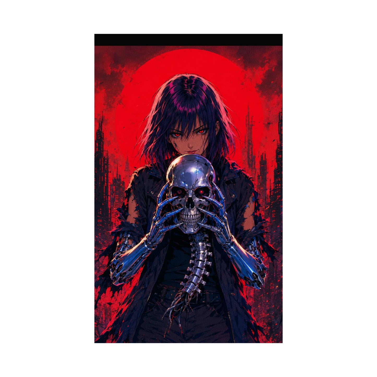 Metallic Souls Skull Poster — Gothic Anime Matte Vertical Wall Art