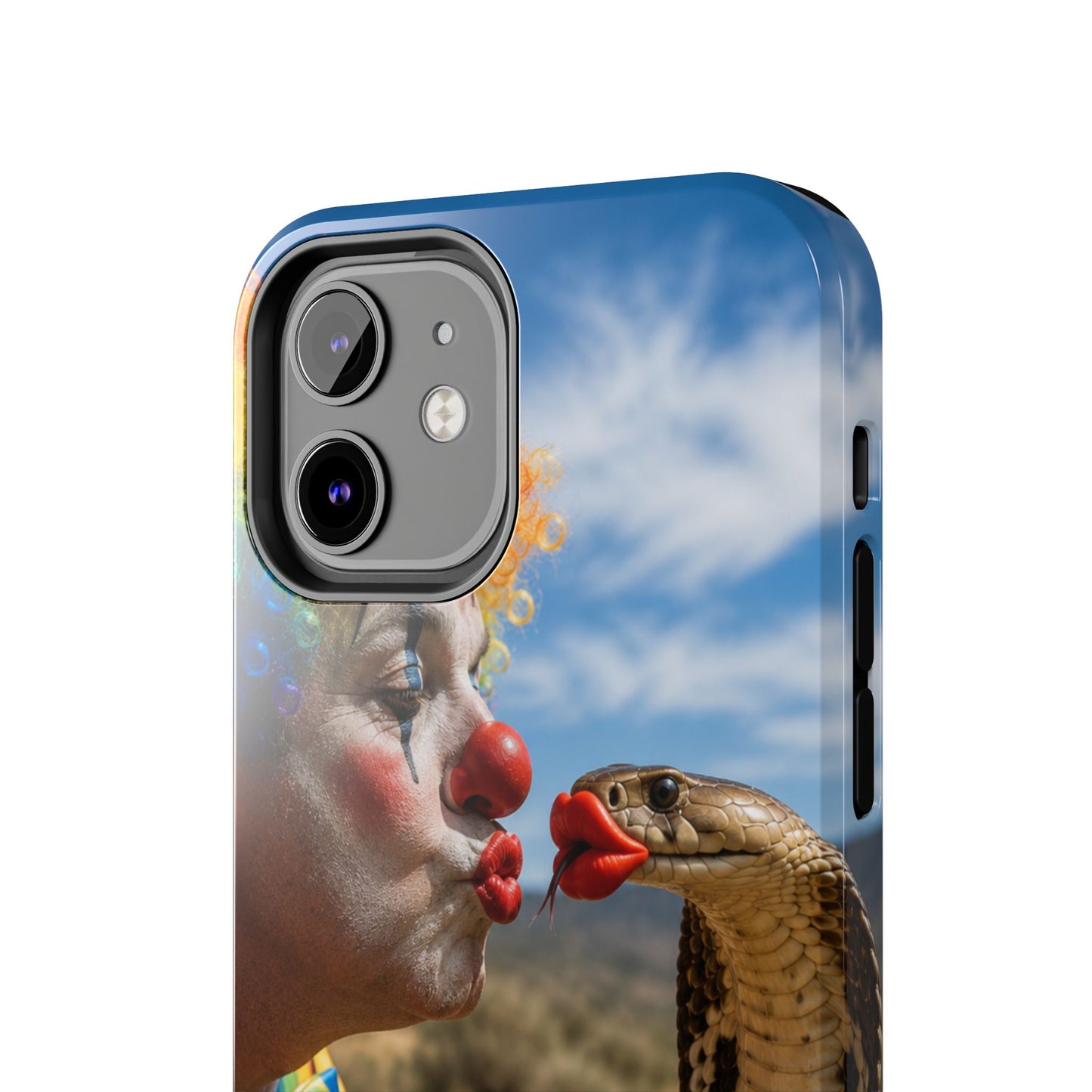 Clown & Cobra Tough Phone Case — Funny Kiss Design, Shockproof Protective Cover
