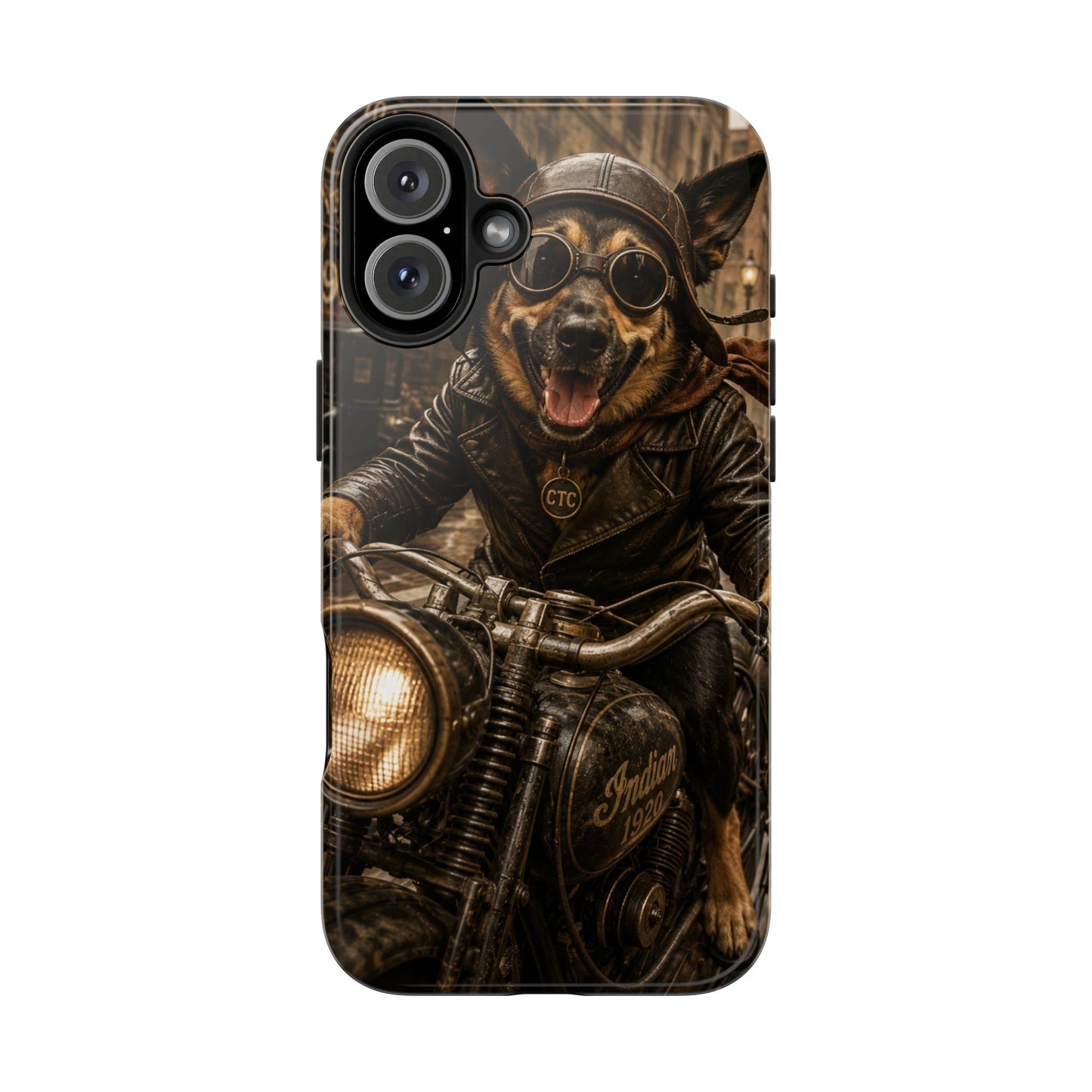 Phone Case — Biker Dog Riding Motorcycle Protective Tough Cover