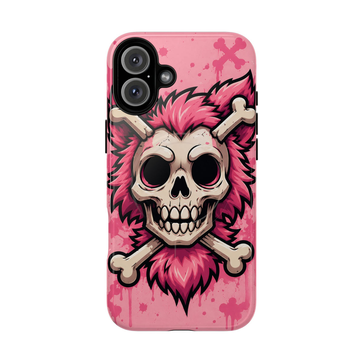 Pink Skull & Crossbones Tough Magnetic Phone Case — Punk Rock Protective Cover