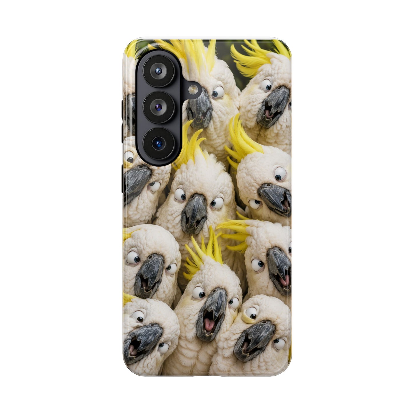 Cockatoo Collage Tough Phone Case — Funny Yellow Crested Bird Protective Phone Cover