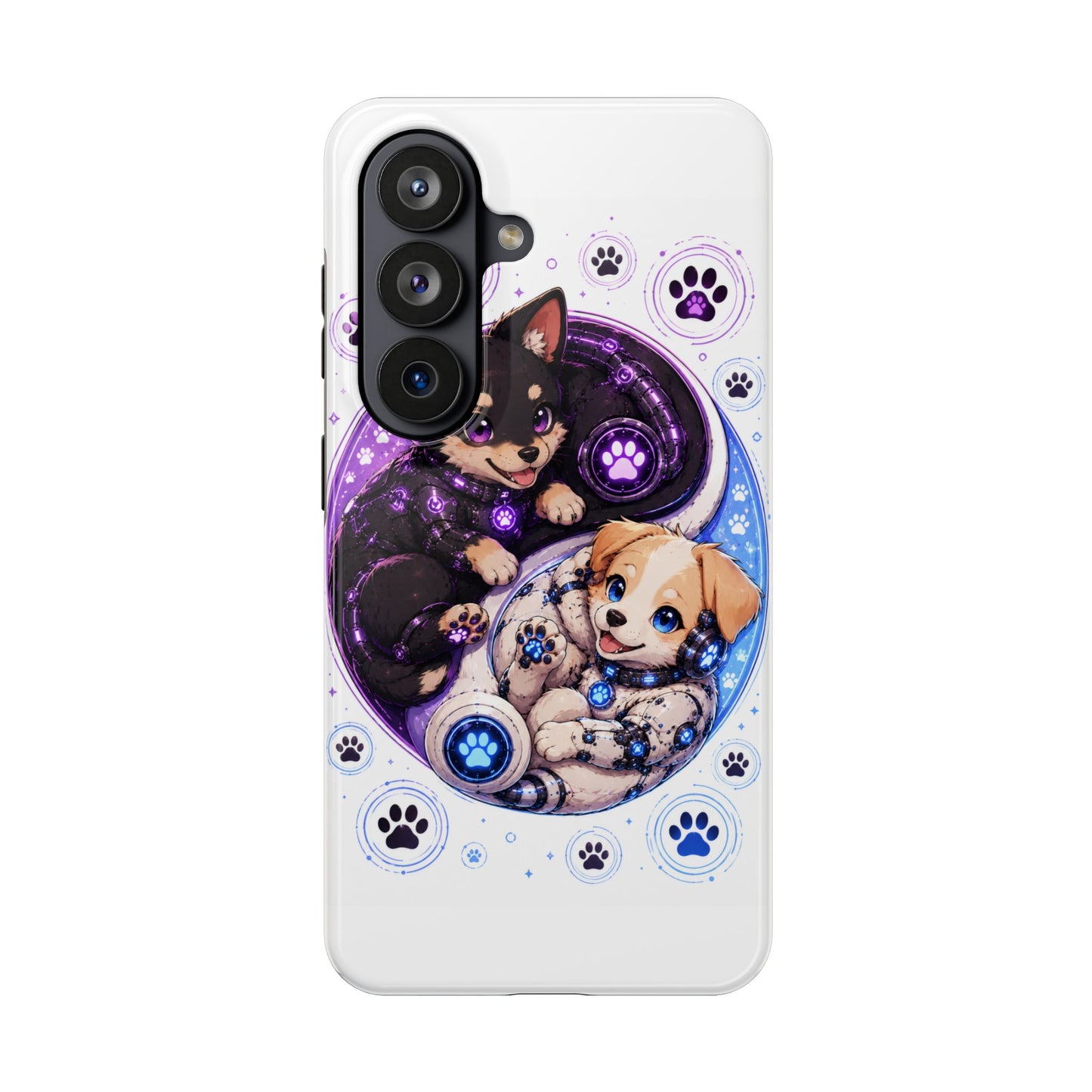Yin Yang Puppy Tough Phone Case — Cute Paw Print Dog Protector