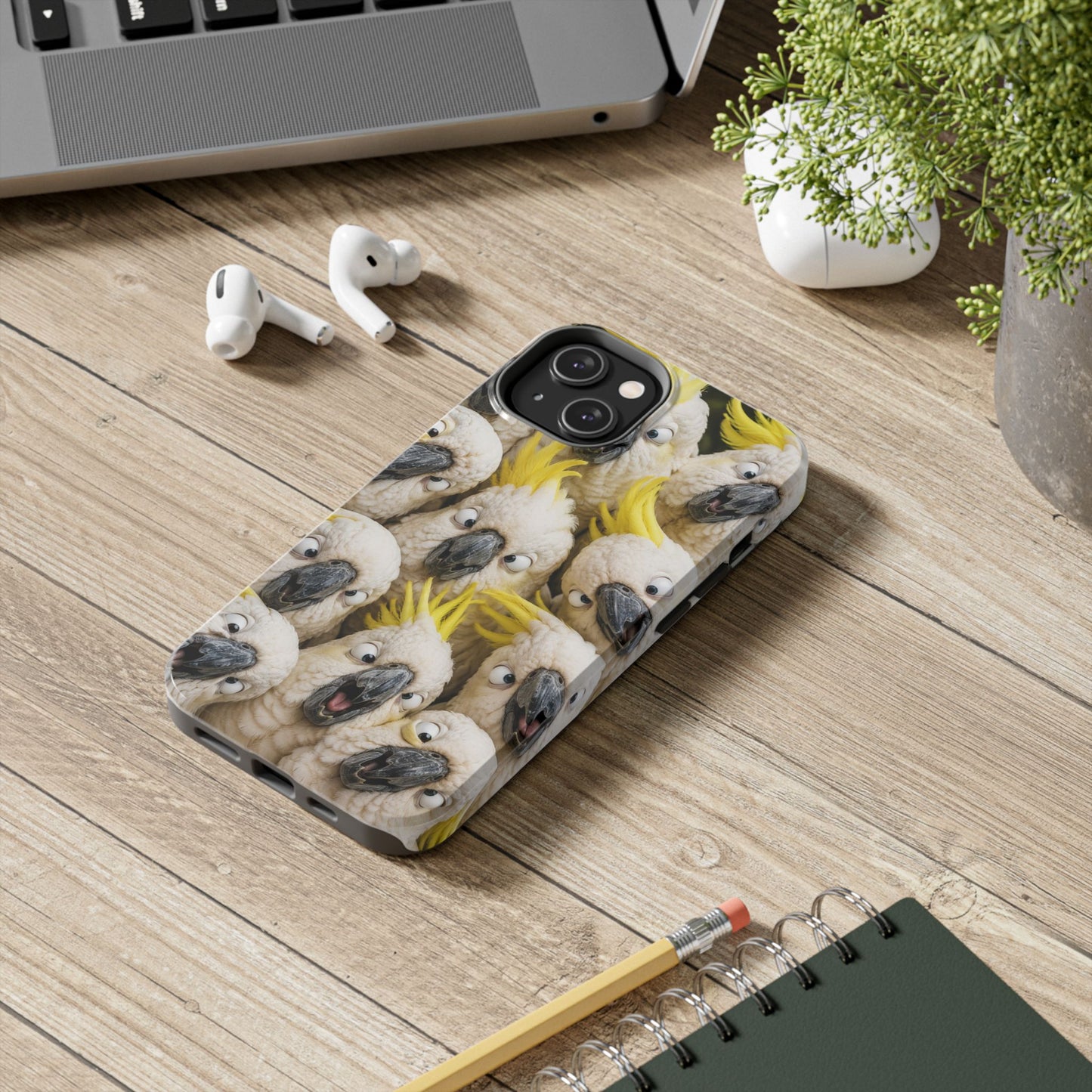 Cockatoo Collage Tough Phone Case — Funny Yellow Crested Bird Protective Phone Cover