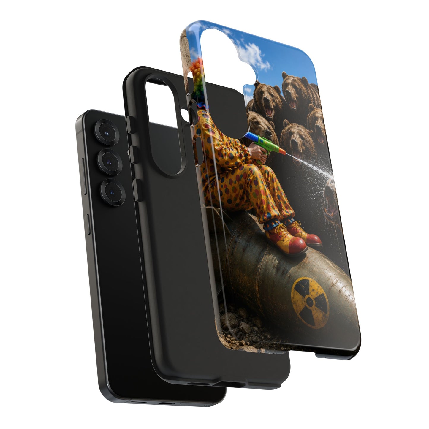 Tough Phone Case — Surreal Clown vs. Bears Protective Phone Cover