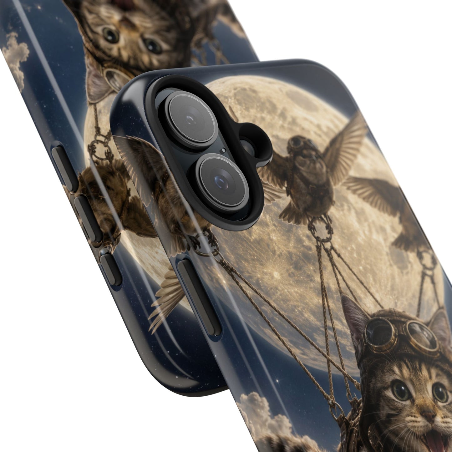 Cat Pilot Phone Case — Adventure Kitty Moonlit Flight Tough Protection
