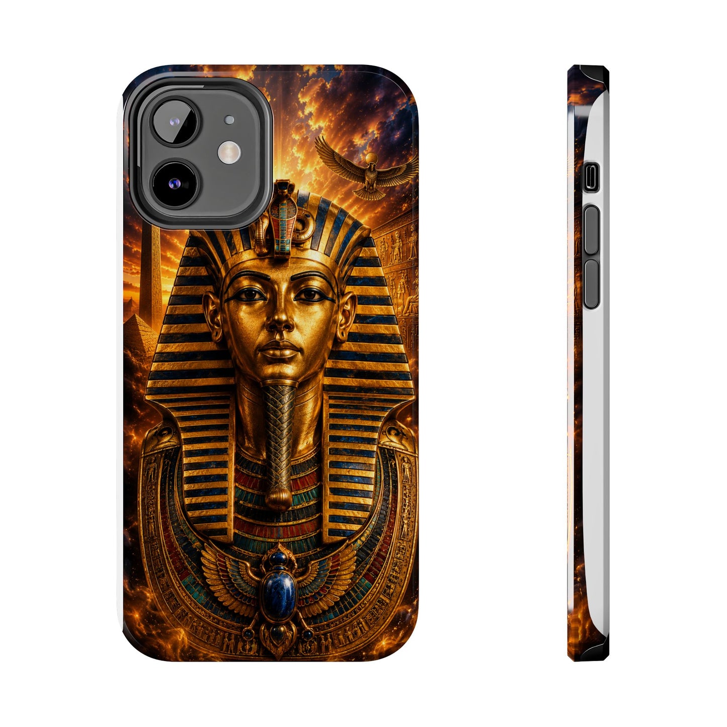 Egyptian Pharaoh Tough Phone Case — Protective Golden Tutankhamun Design