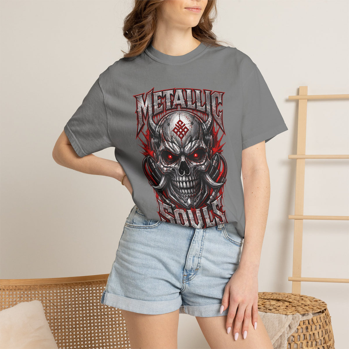 Metallic Souls Skull T-Shirt — Gothic Heavy Metal Band Tee