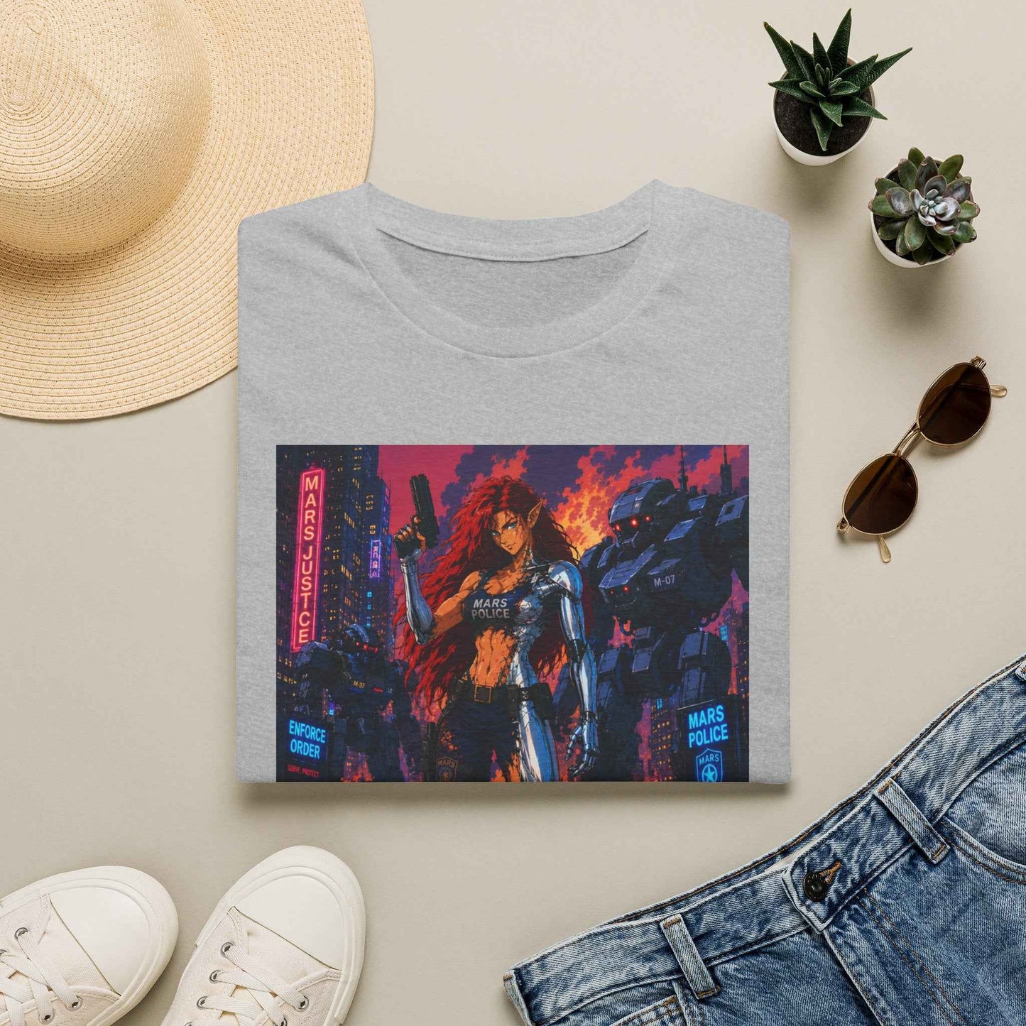 Cyberpunk Warrior T‑Shirt — 'Metallic Soul' Futuristic Anime Graphic