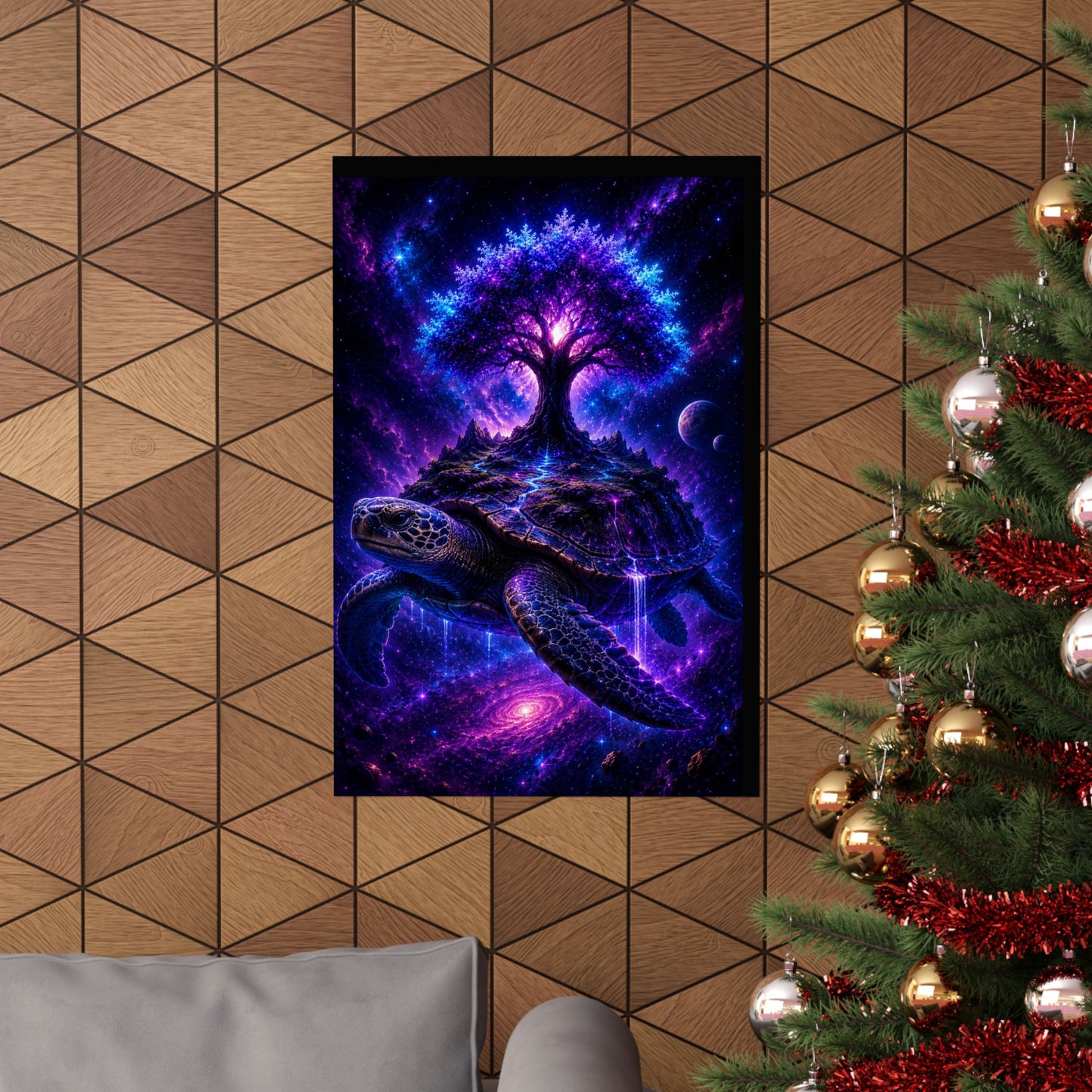 Cosmic Turtle Poster — Mystic Tree on Turtle Shell Matte Vertical Wall Art