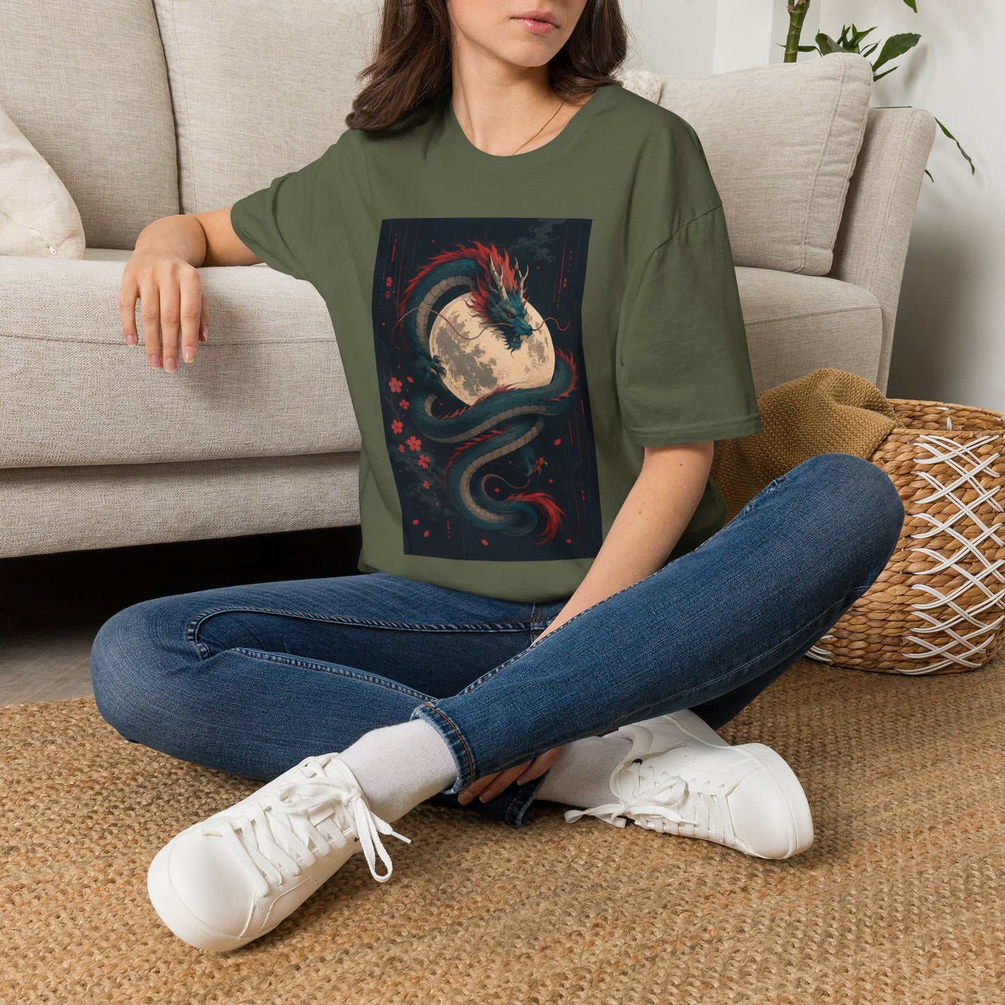 Dragon Moon T-Shirt — Mystical Japanese Serpent Design