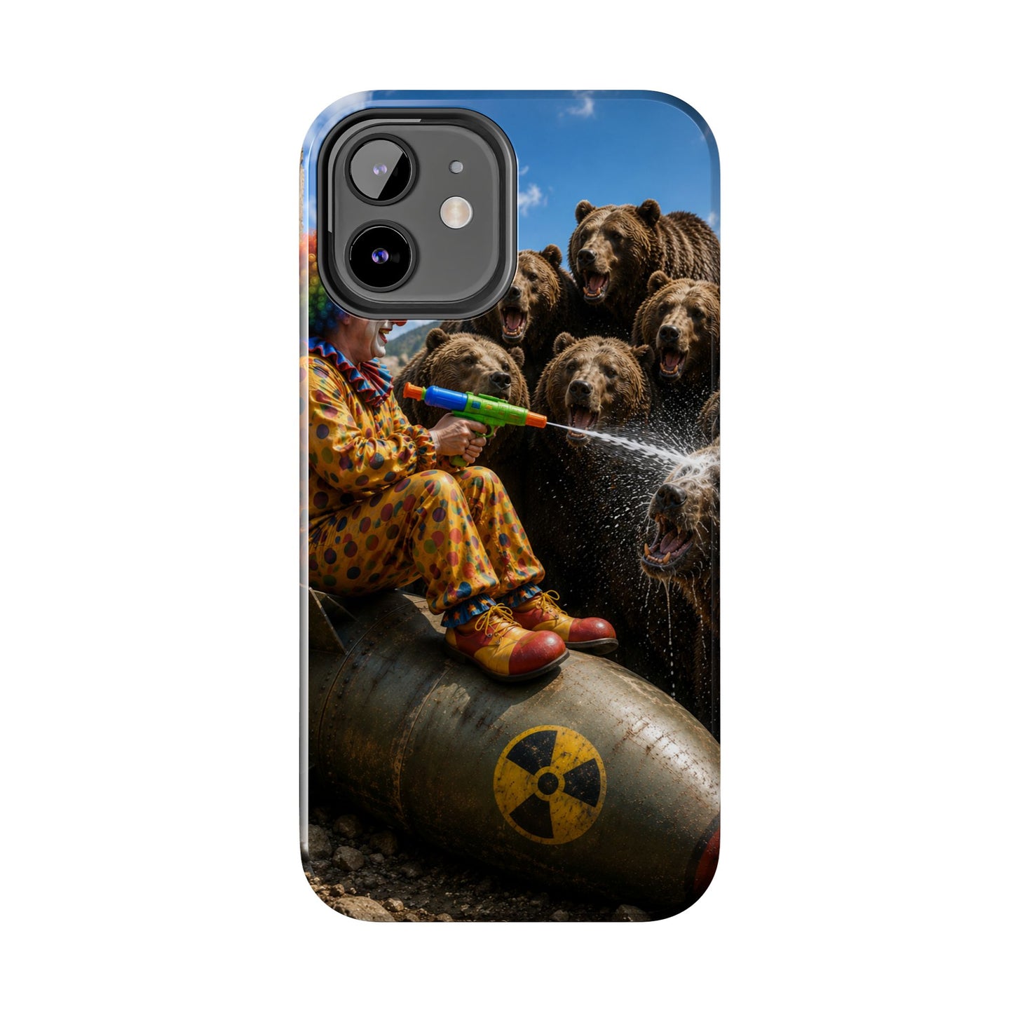 Tough Phone Case — Surreal Clown vs. Bears Protective Phone Cover