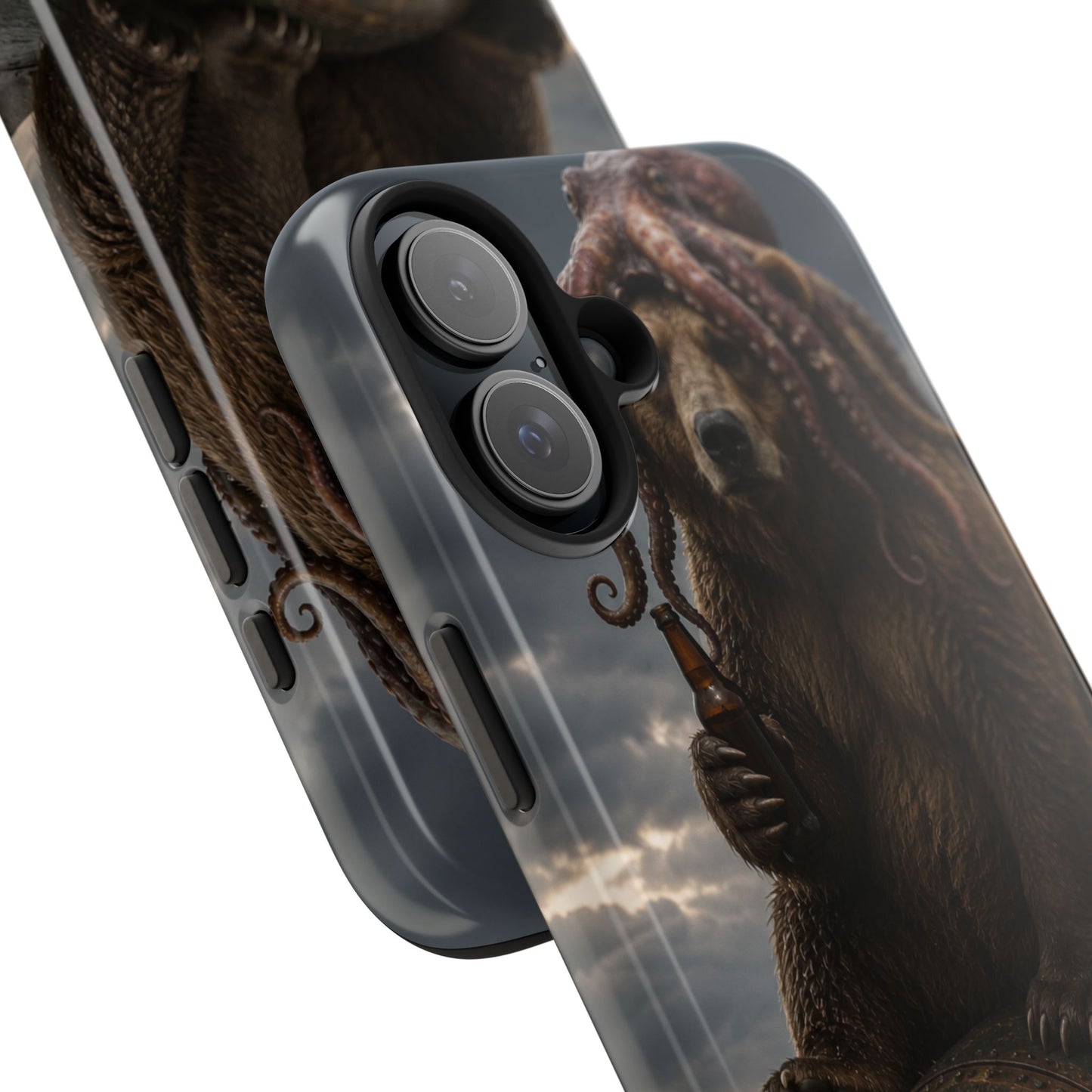 Tough Phone Case — Post‑Apocalyptic Bear with Octopus Helmet on Nuclear Bomb