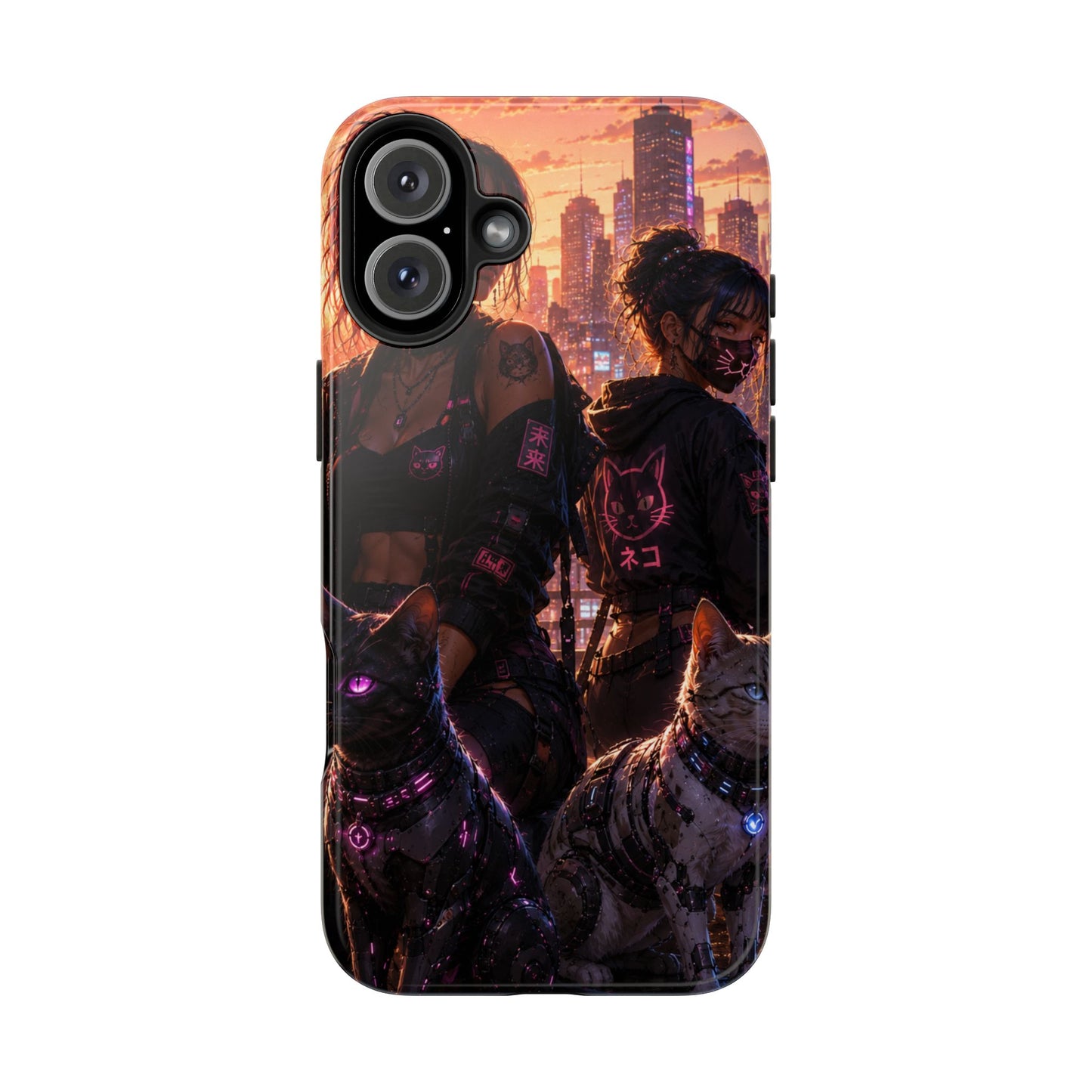 Cyberpunk Pack: Tough Phone Case with Neon Panther & City Sunset