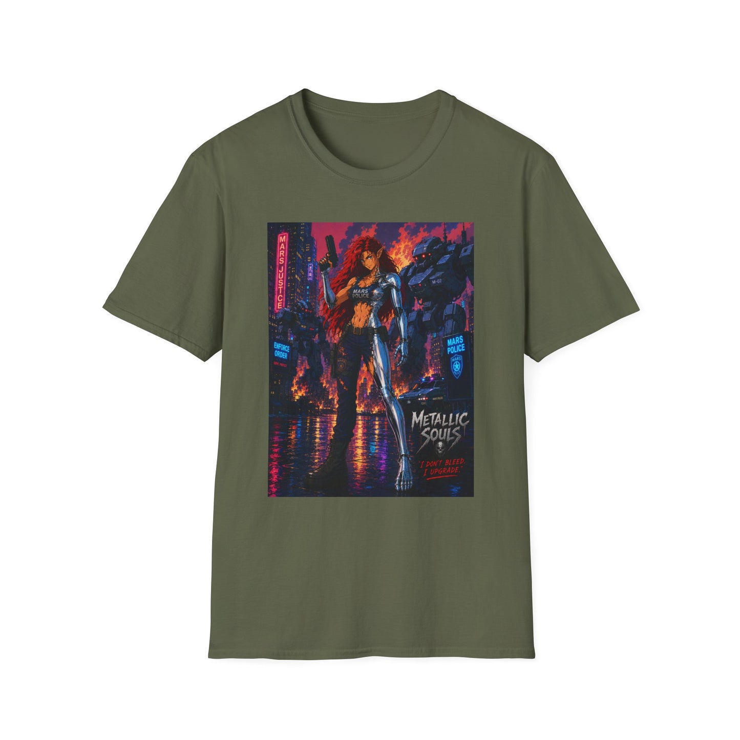 Cyberpunk Warrior T‑Shirt — 'Metallic Soul' Futuristic Anime Graphic