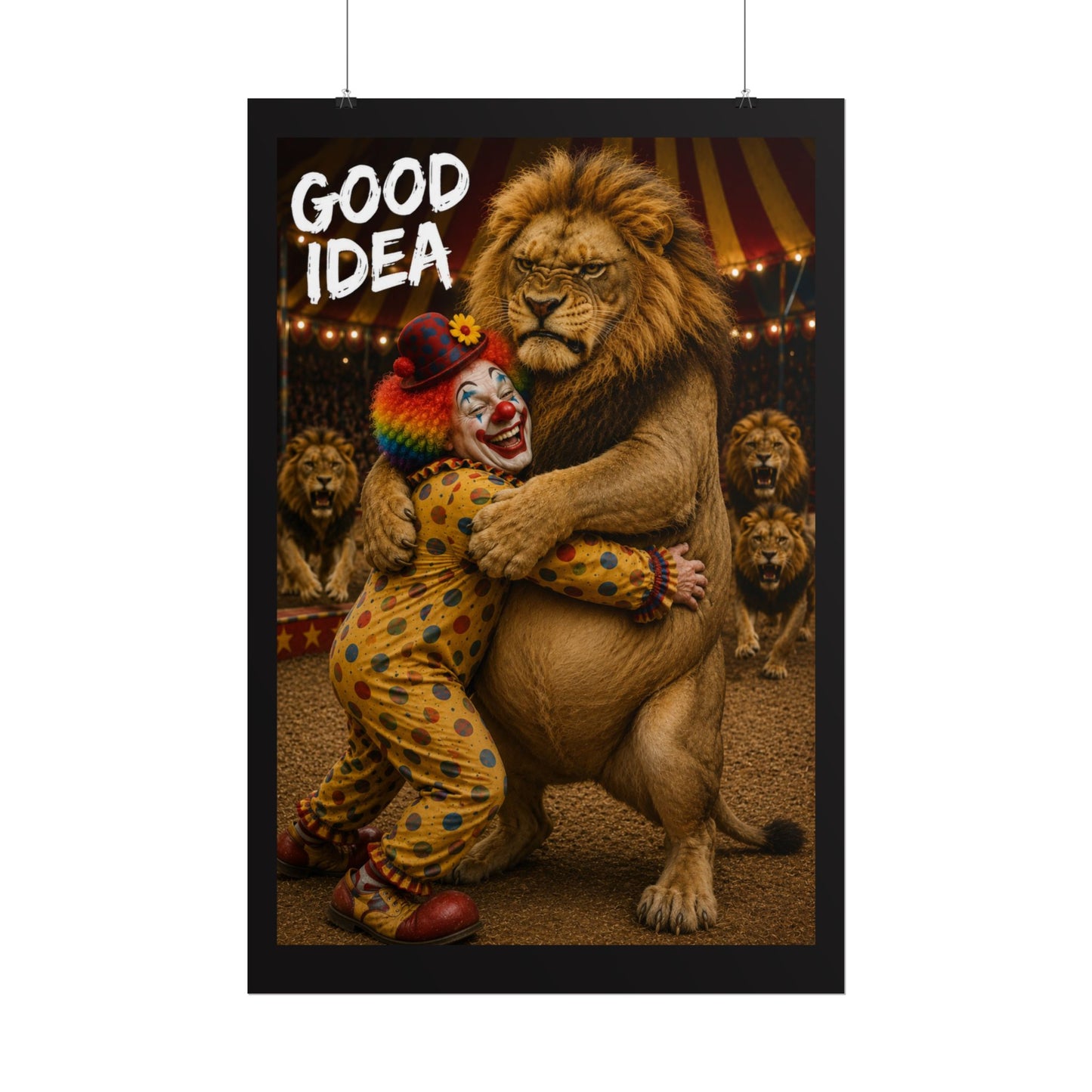 Rolled Poster — 'Good Idea' Clown & Lion Circus Art Print