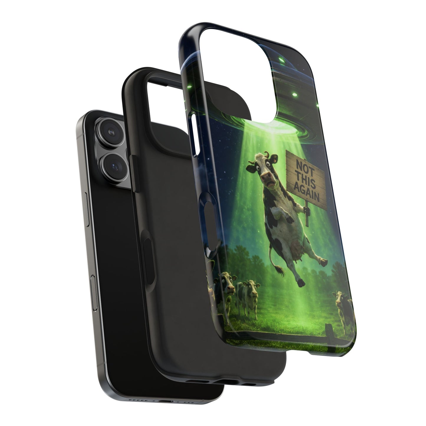 Phone Case — Funny Alien Abduction Cow Design ("Not This Again")
