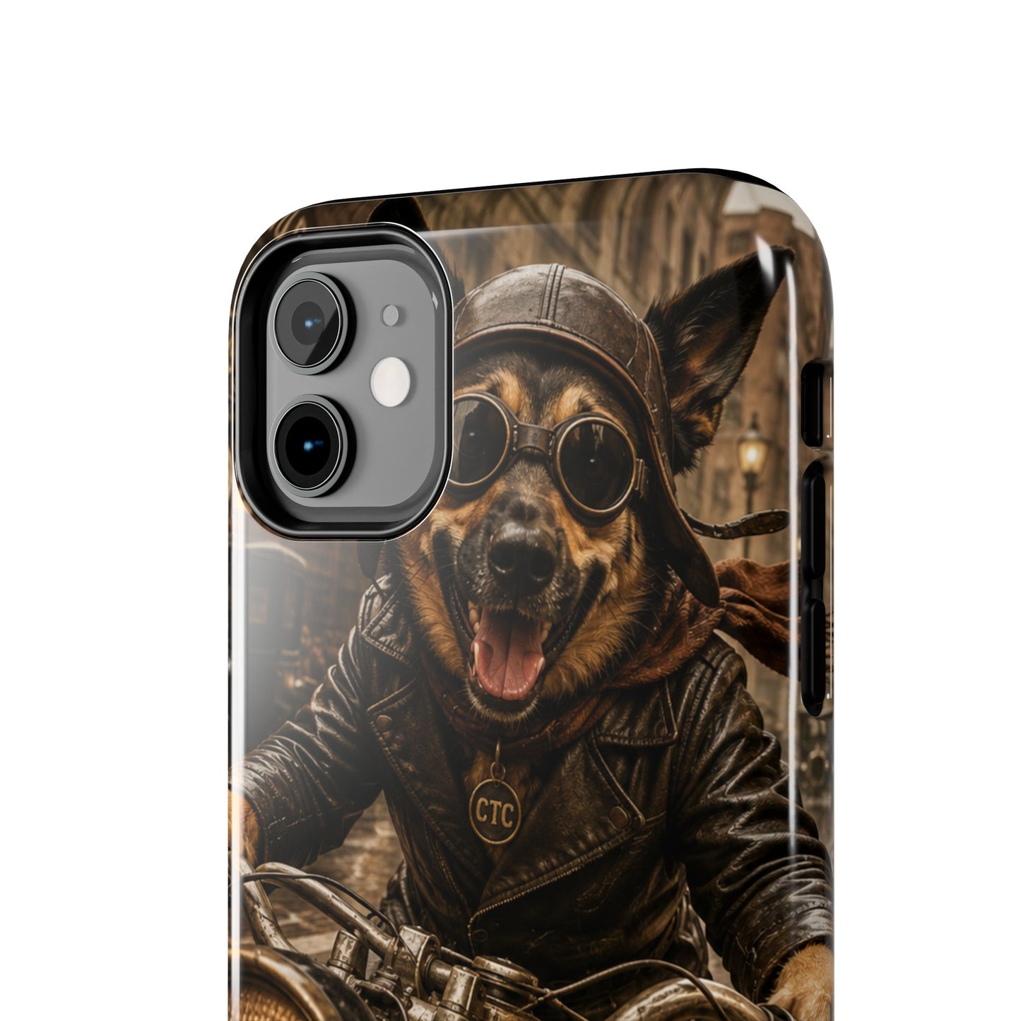 Phone Case — Biker Dog Riding Motorcycle Protective Tough Cover