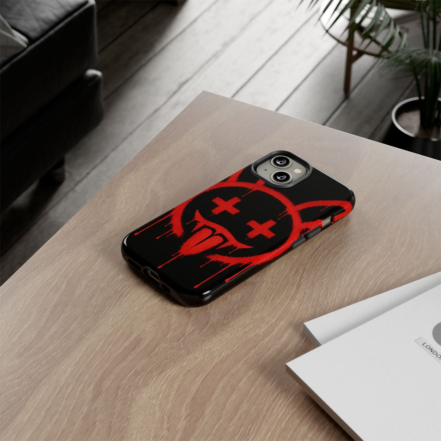 Phone Case - Metallic Souls Red Drip Smiley Graffiti Design