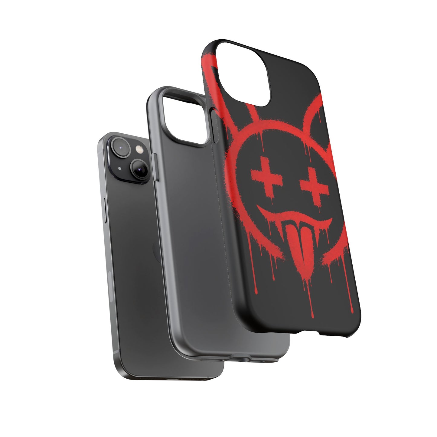 Phone Case - Metallic Souls Red Drip Smiley Graffiti Design