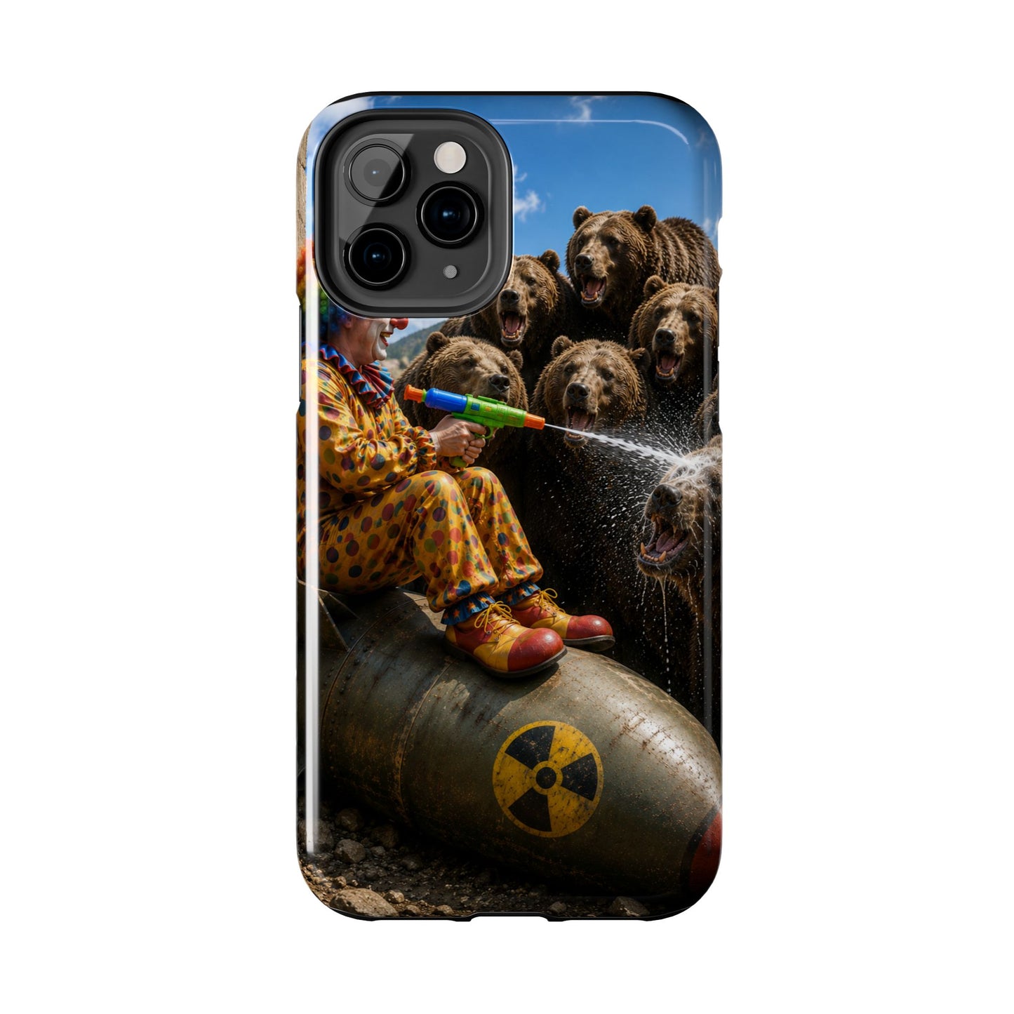 Tough Phone Case — Surreal Clown vs. Bears Protective Phone Cover