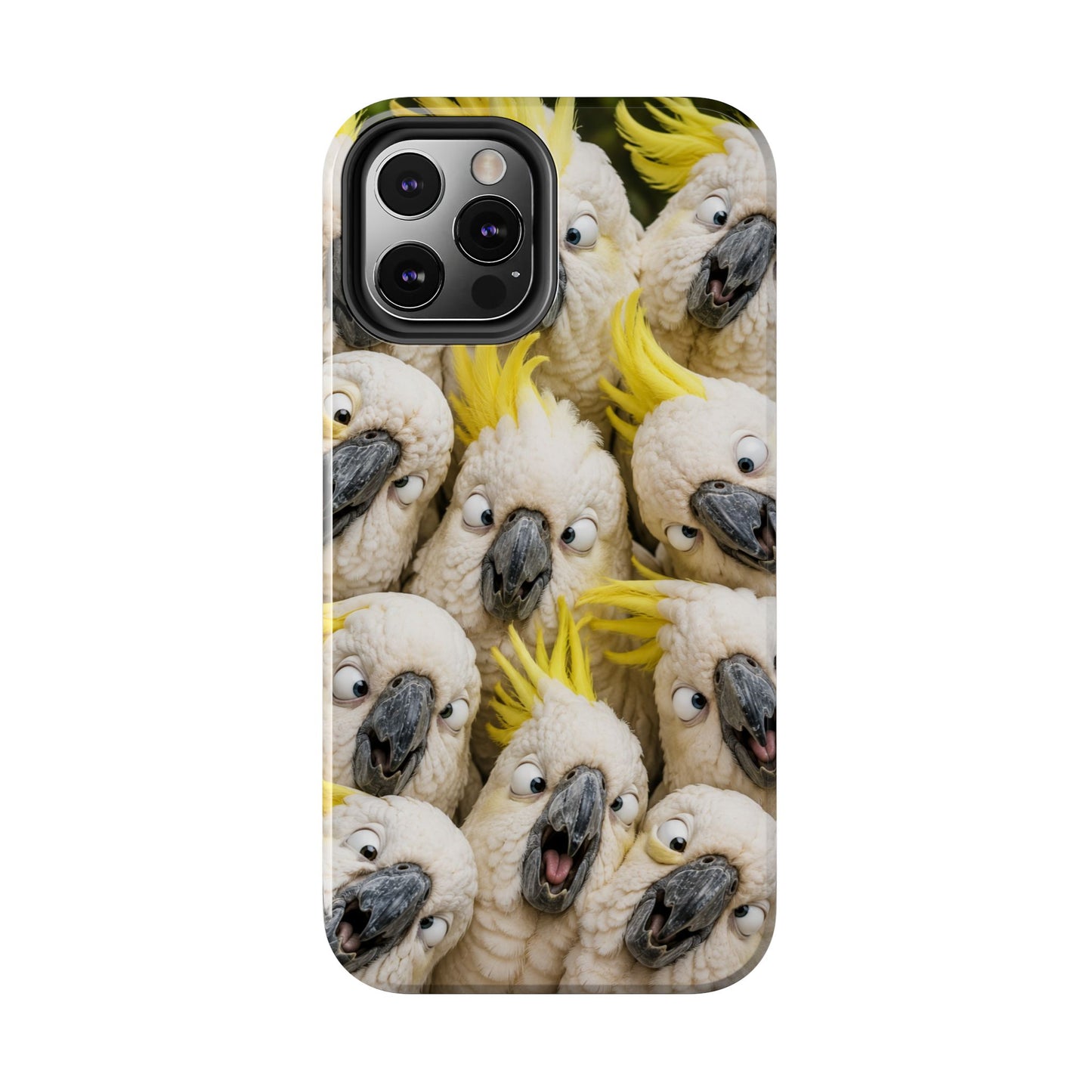 Cockatoo Collage Tough Phone Case — Funny Yellow Crested Bird Protective Phone Cover