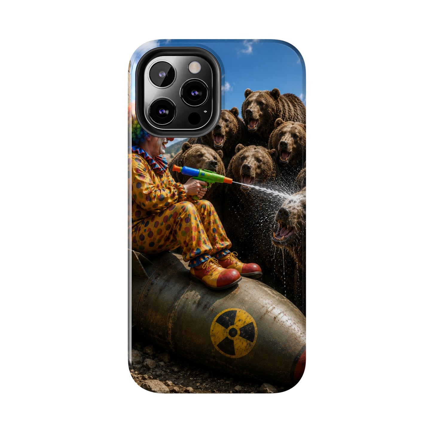 Tough Phone Case — Surreal Clown vs. Bears Protective Phone Cover