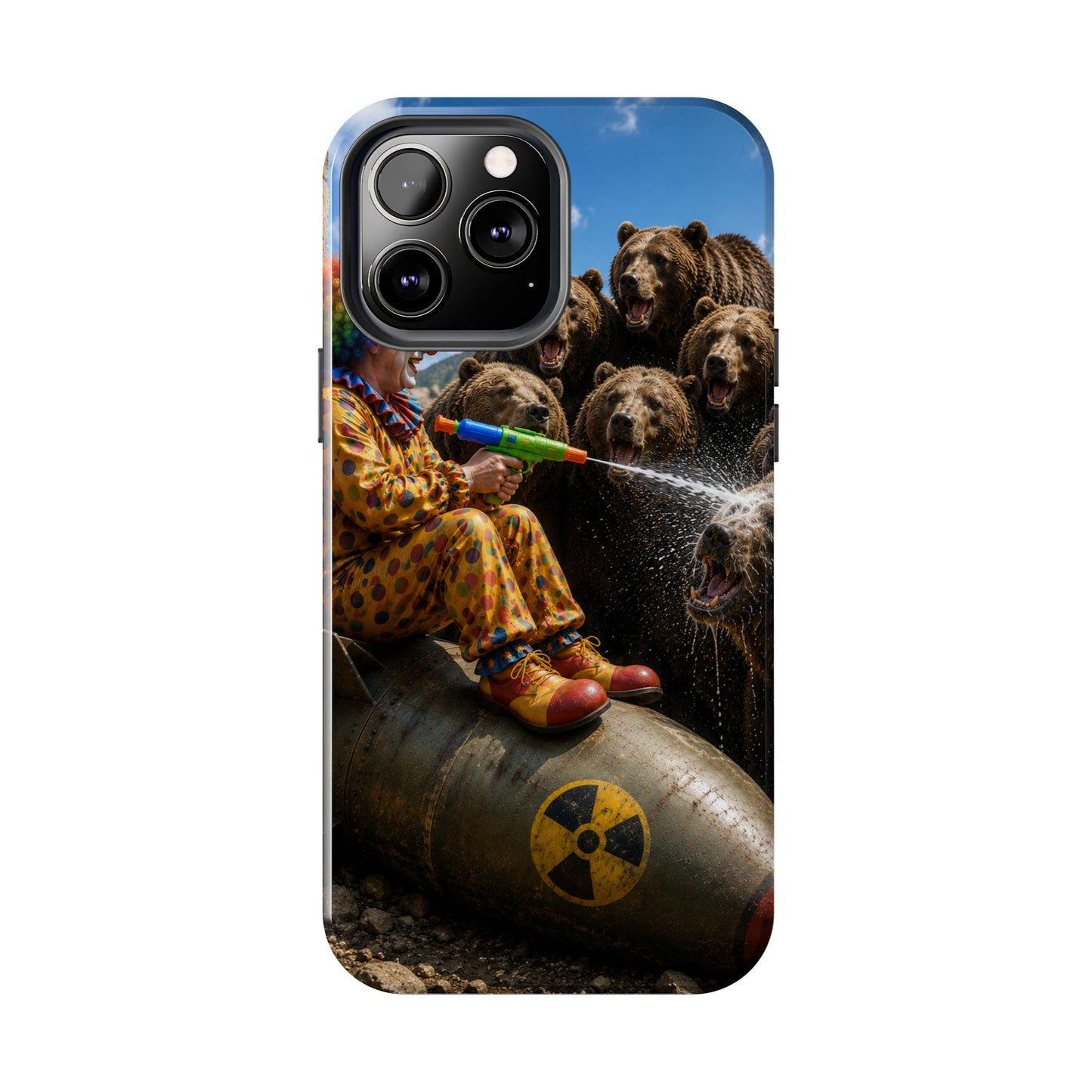 Tough Phone Case — Surreal Clown vs. Bears Protective Phone Cover