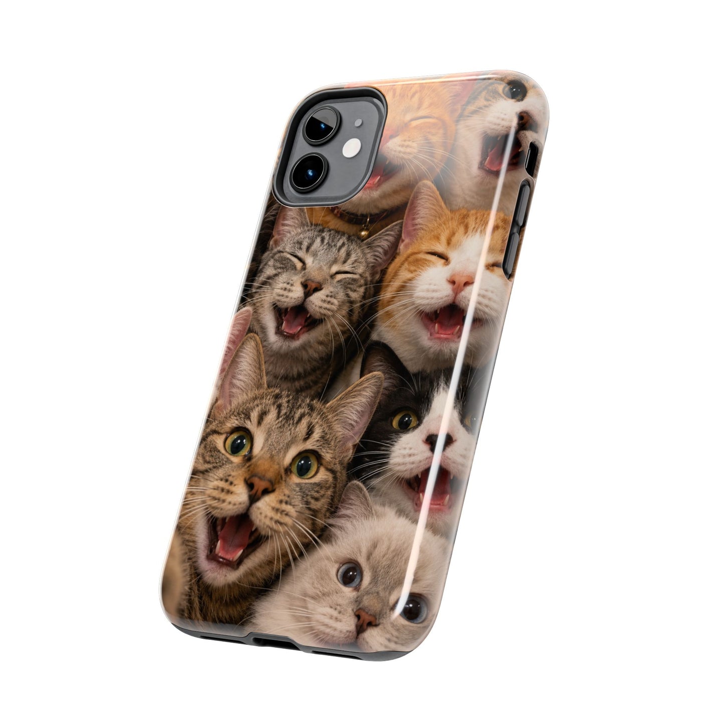 Tough Smiling Cats Collage Phone Case – Cute Cat Faces for iPhone