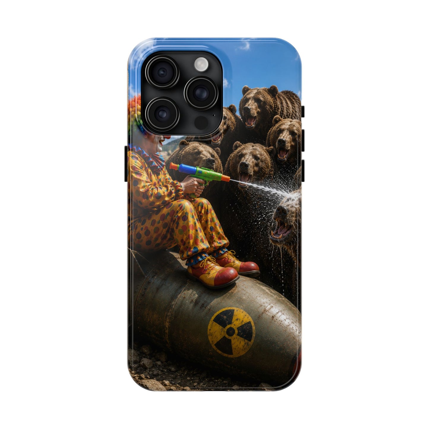 Tough Phone Case — Surreal Clown vs. Bears Protective Phone Cover