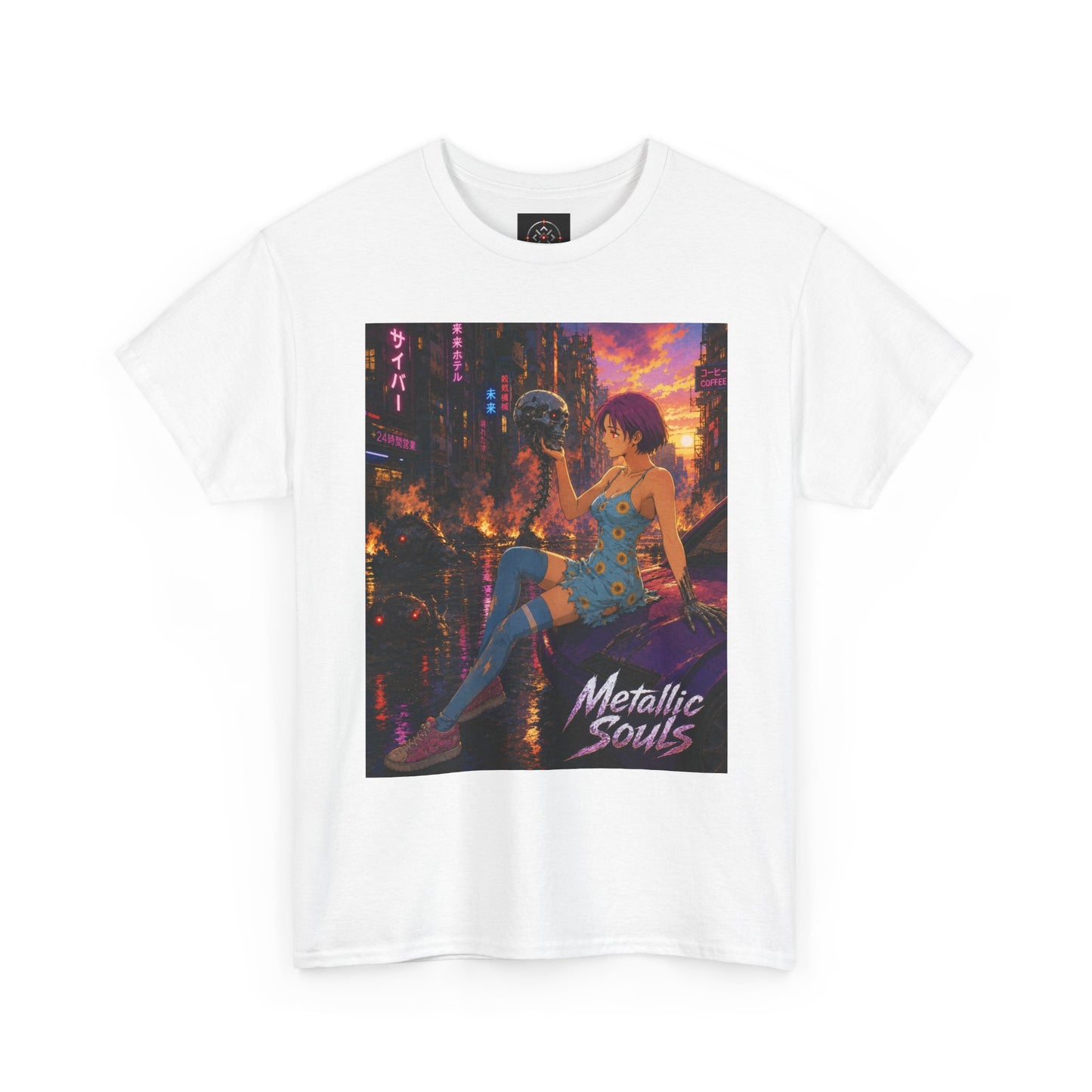 Metallic Souls Tee — Cyberpunk Anime Graphic T-Shirt