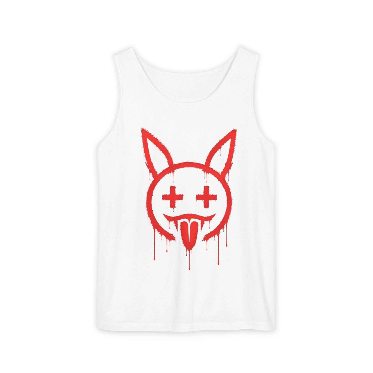 Graffiti Bunny Drip Tank Top,  Distressed Red Stencil Graphic