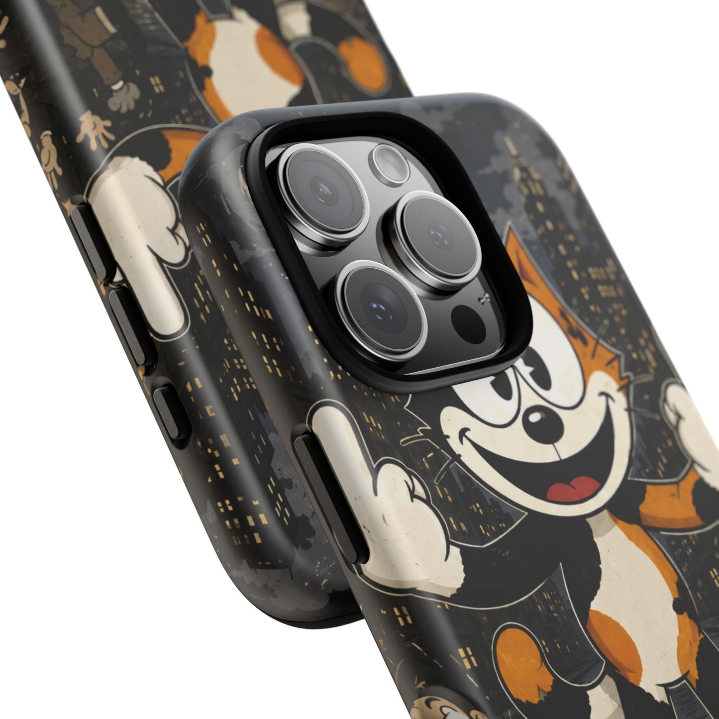 Vintage Cartoon Cat Phone Case — Edgy Felix-Style Illustration