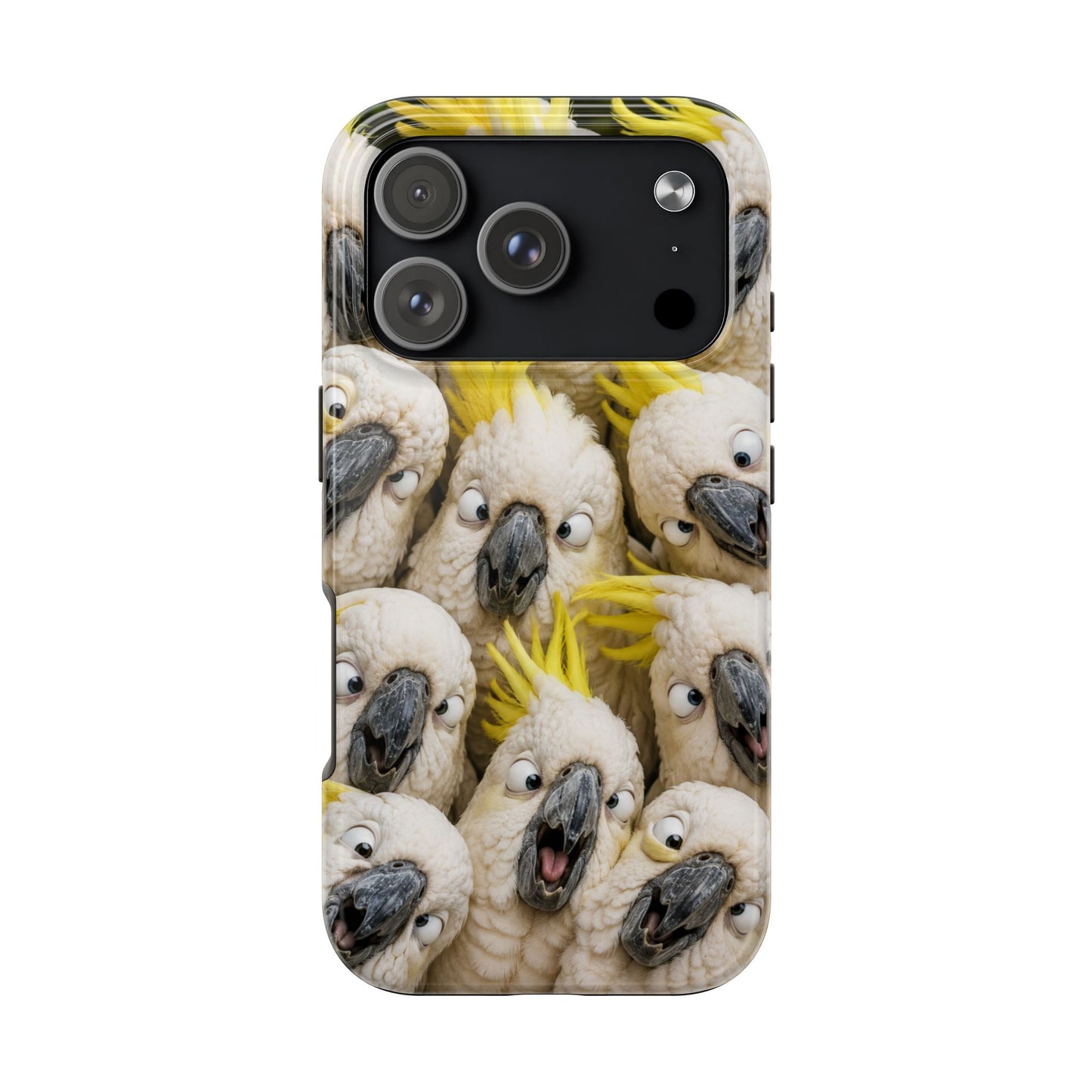 Cockatoo Collage Tough Phone Case — Funny Yellow Crested Bird Protective Phone Cover