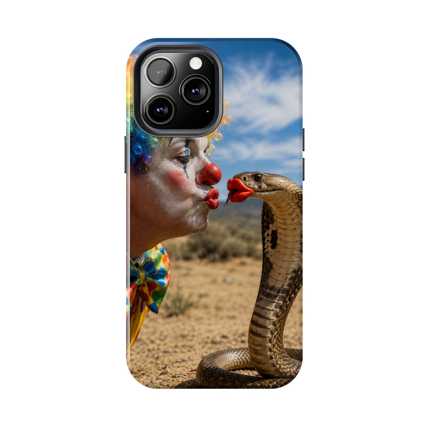 Clown & Cobra Tough Phone Case — Funny Kiss Design, Shockproof Protective Cover