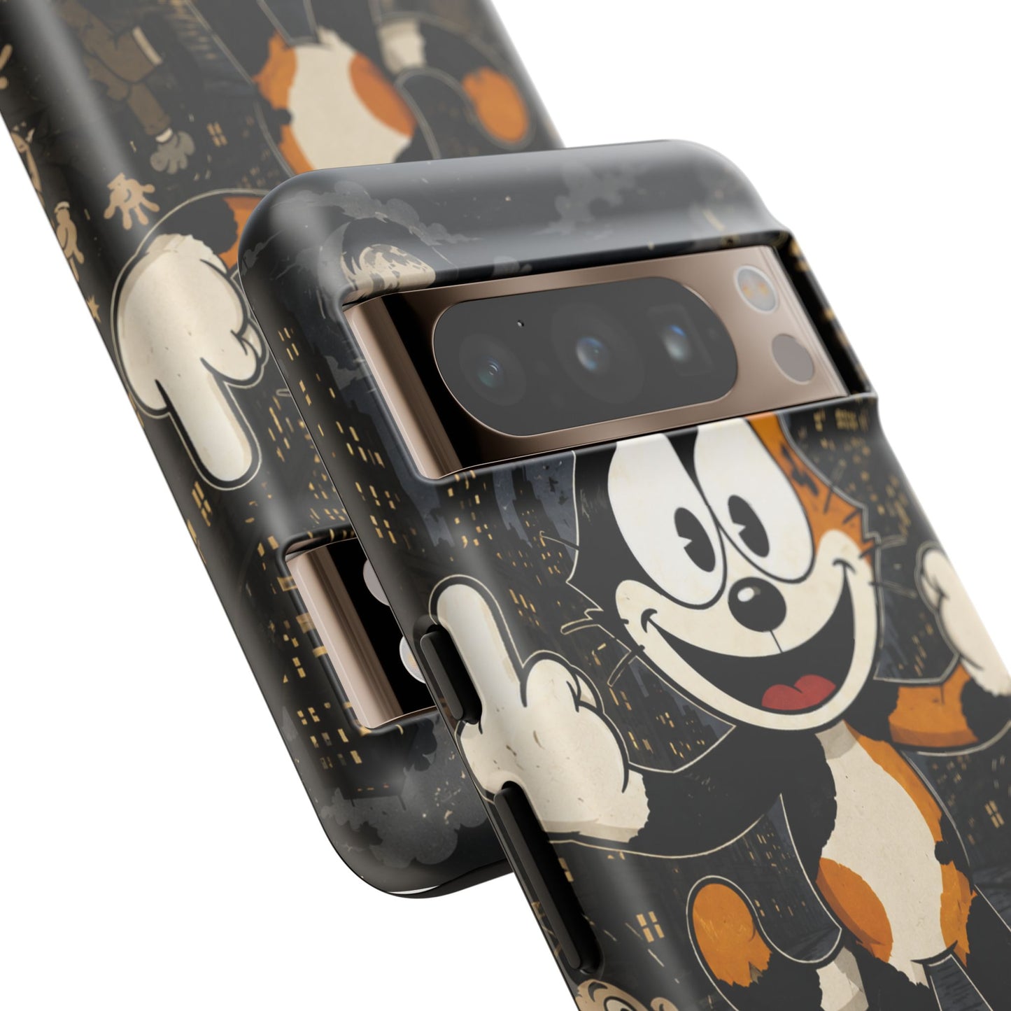 Vintage Cartoon Cat Phone Case — Edgy Felix-Style Illustration