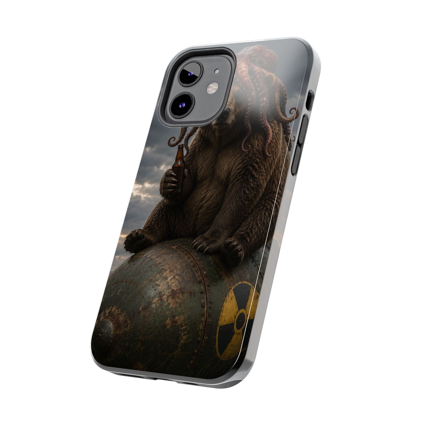 Tough Phone Case — Post‑Apocalyptic Bear with Octopus Helmet on Nuclear Bomb