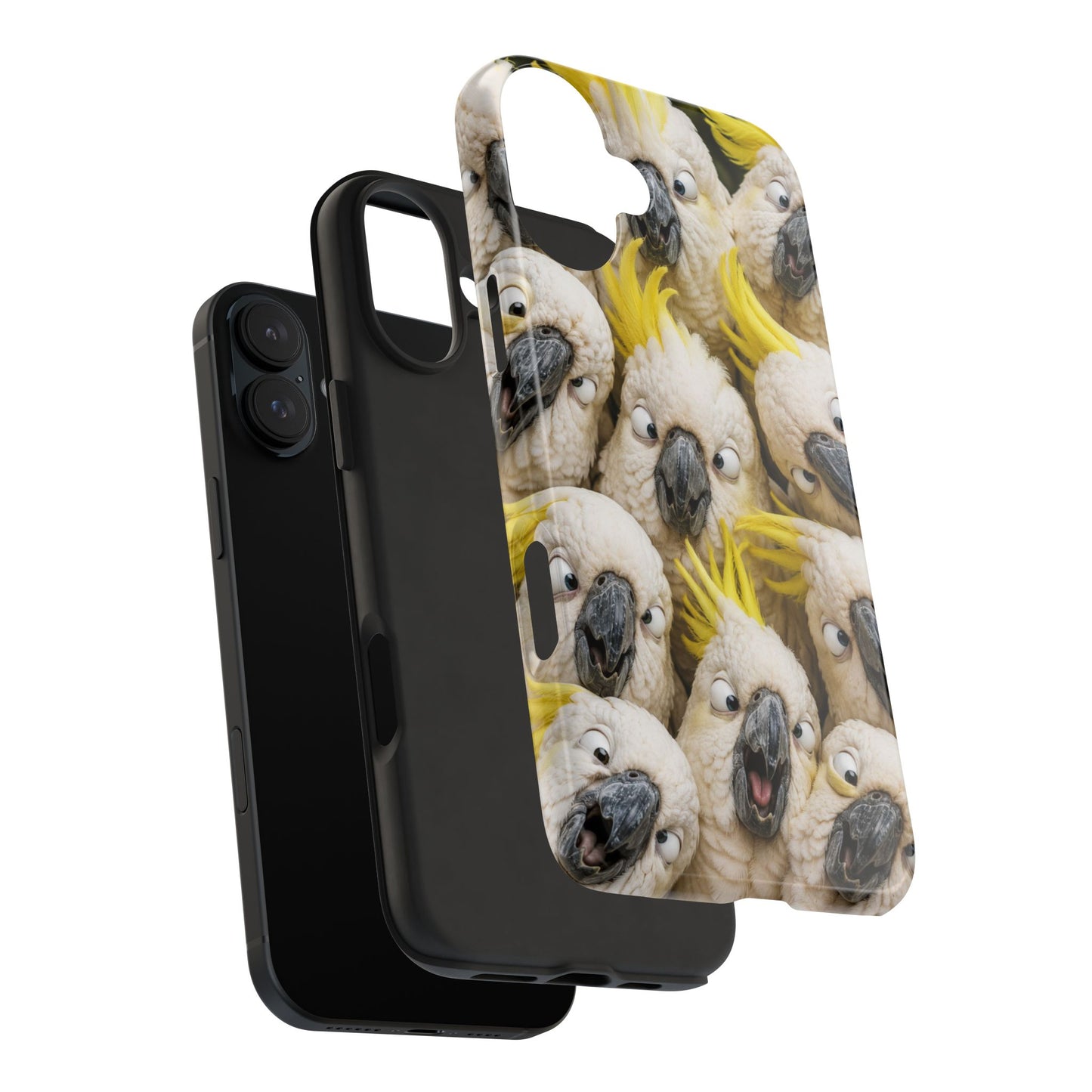 Cockatoo Collage Tough Phone Case — Funny Yellow Crested Bird Protective Phone Cover