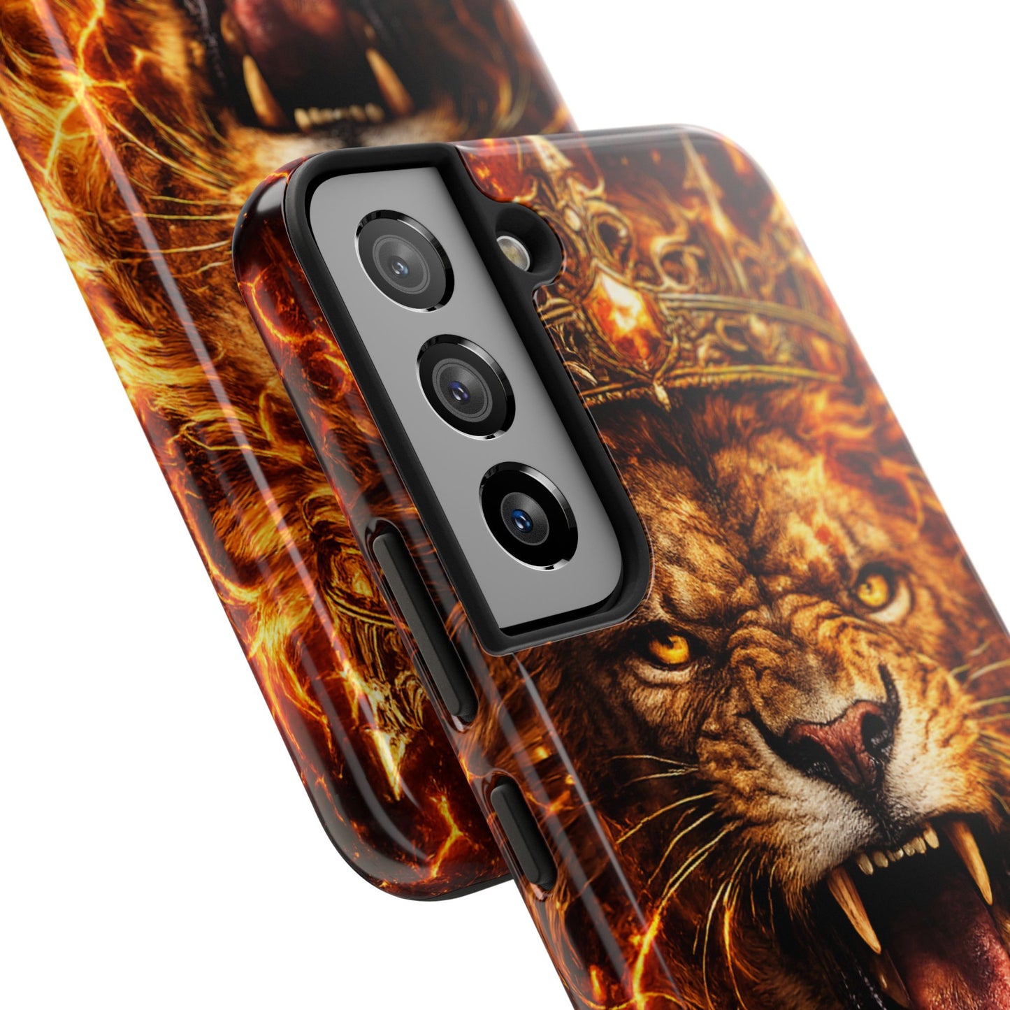 Fiery Lion King Tough Phone Case — Protective iPhone Case with Roaring Crown Design