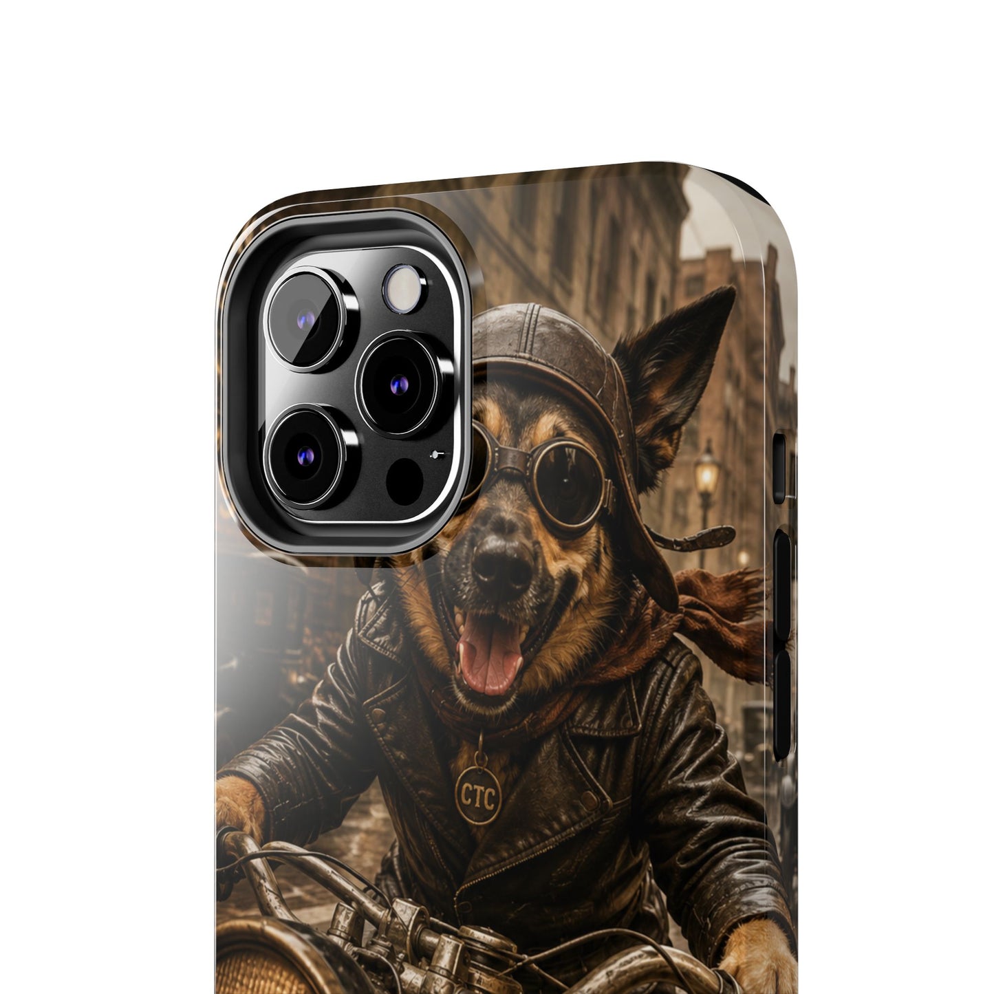 Phone Case — Biker Dog Riding Motorcycle Protective Tough Cover
